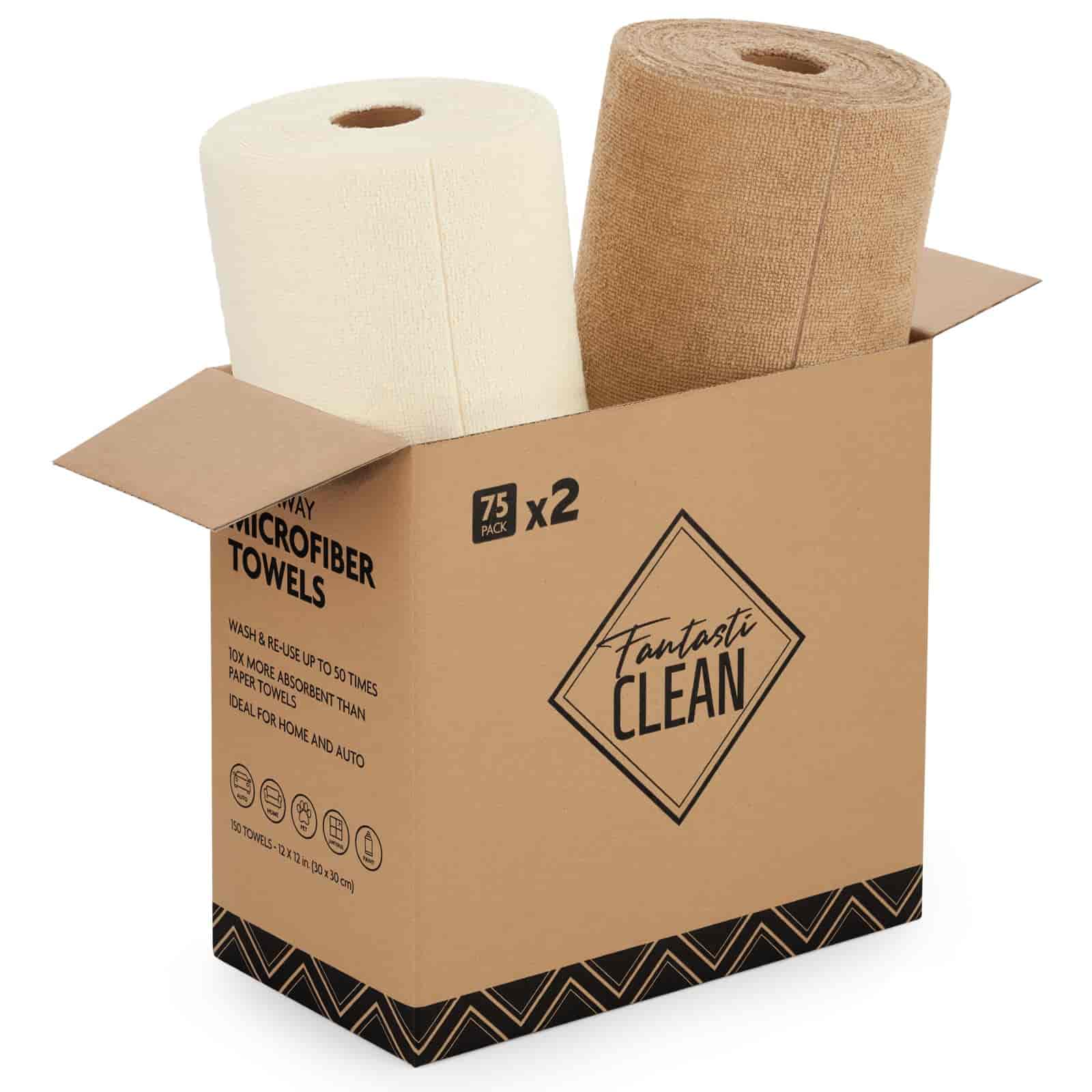 Easy Tear-Away Microfiber Cleaning Roll (150-Pack) - Satisfying, Washable & Reusable - 12