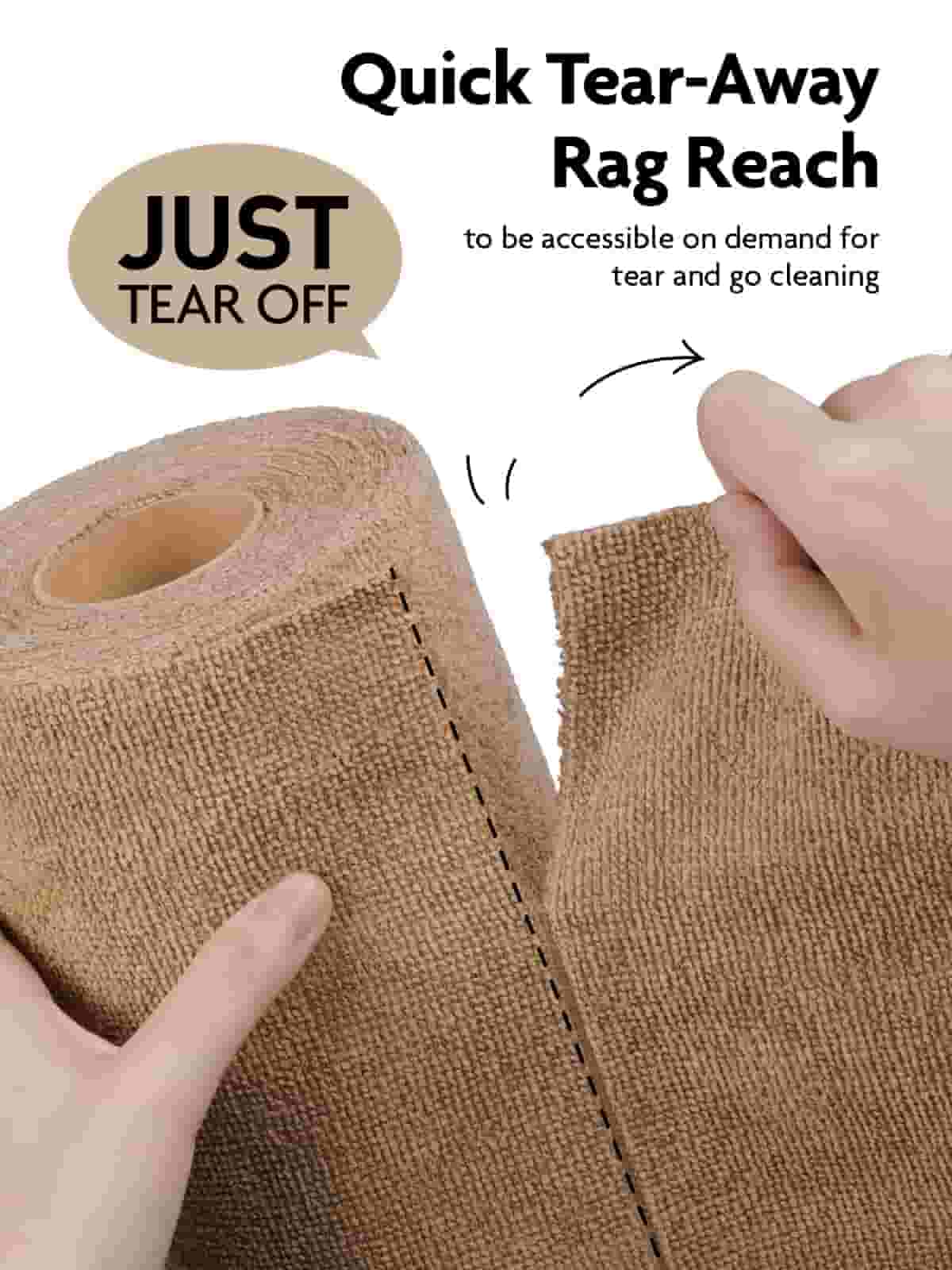 Easy Tear-Away Microfiber Cleaning Roll (150-Pack) - Satisfying, Washable & Reusable - 12"x12"(Tan & Beige)