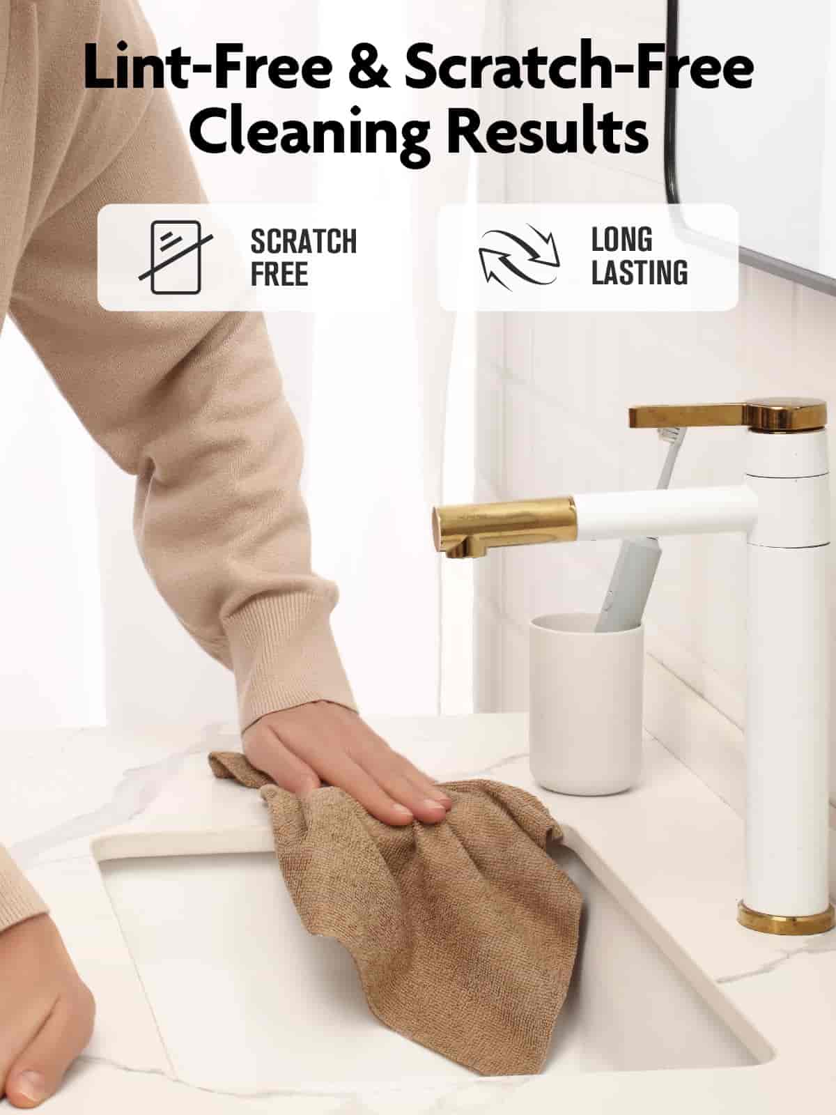 Easy Tear-Away Microfiber Cleaning Roll (150-Pack) - Satisfying, Washable & Reusable - 12"x12"(Tan & Beige)