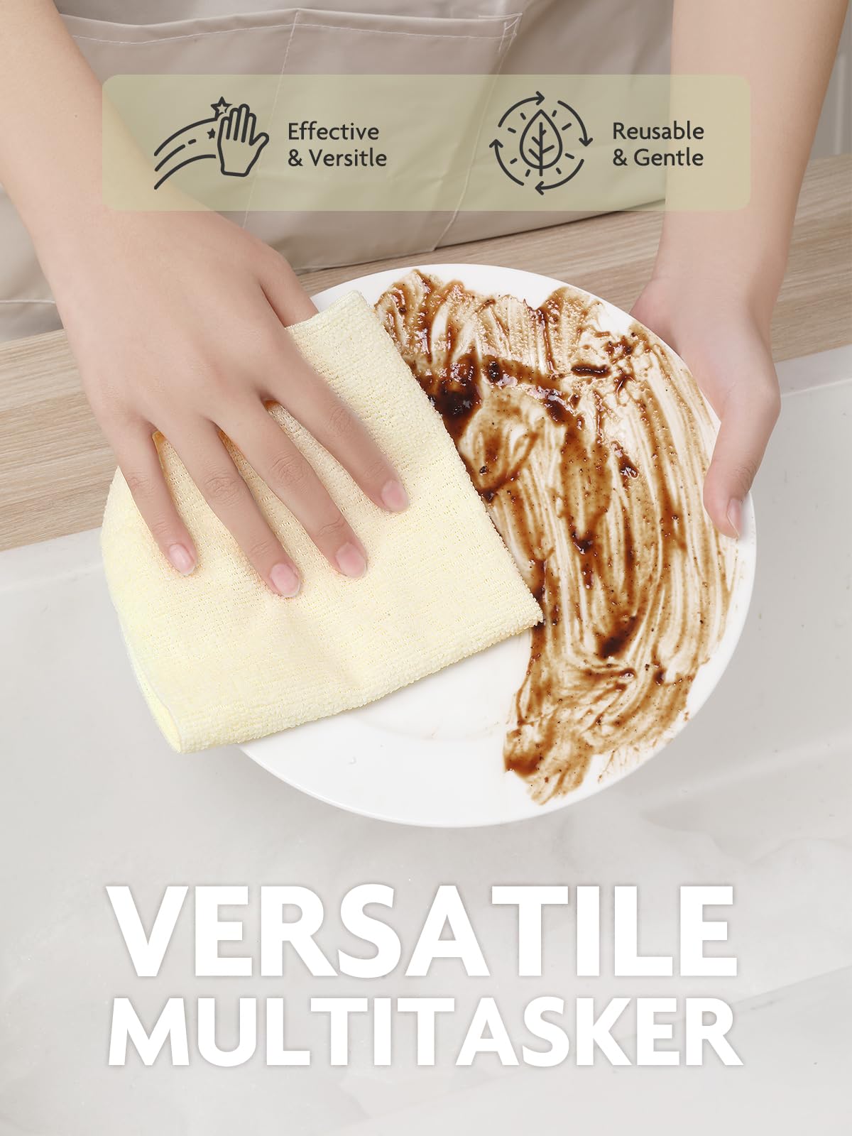 Microfiber Cleaning Cloth Rolls -150 Pack, Tear Away Microfiber Towels, 12" x 12"(Tan & Beige)