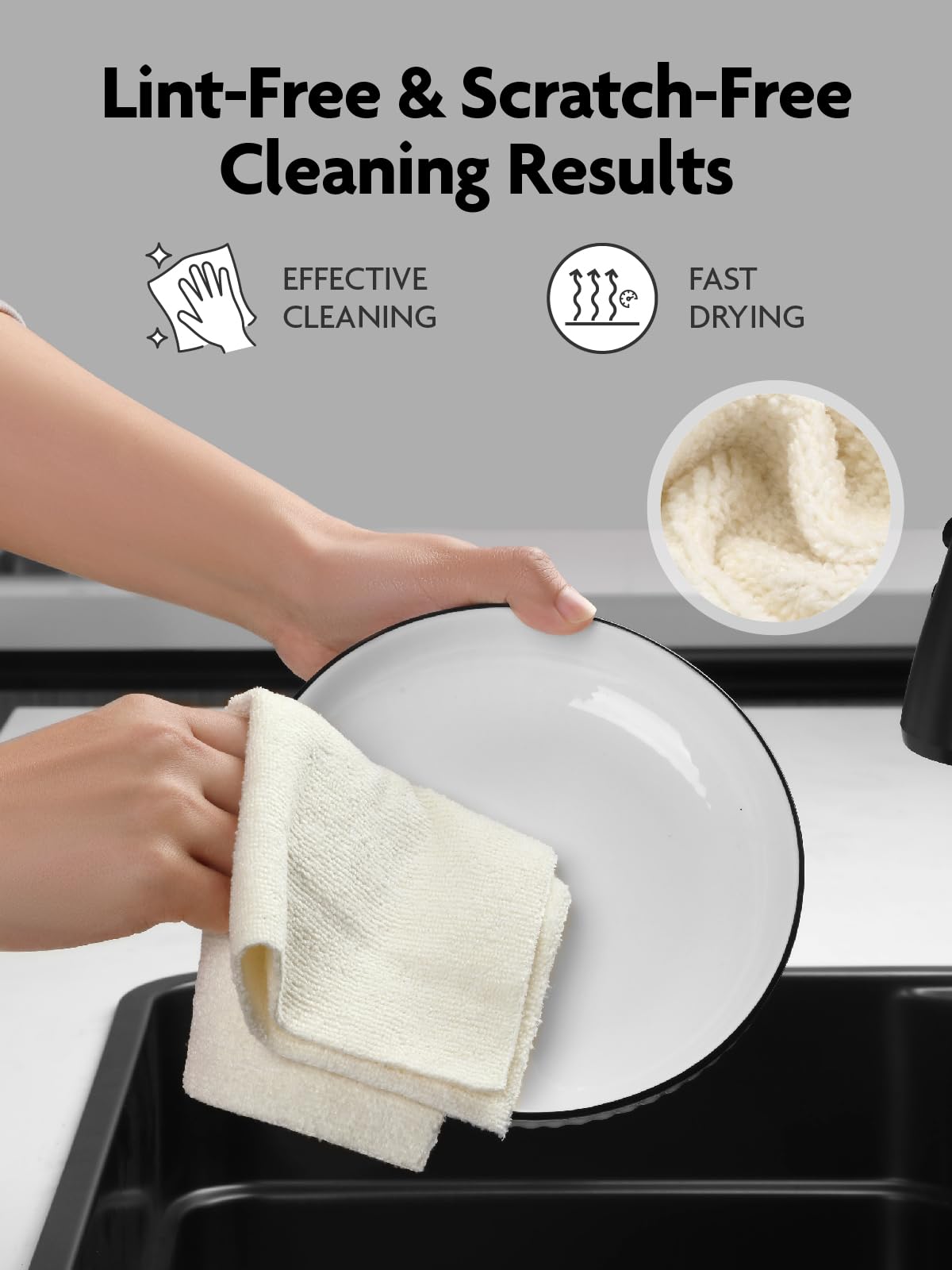 40 Pack Microfiber on a Roll Tear-Away Cleaning Towels, Reusable and Washable Cloths, for Car2 Rolls of Beige and Grey