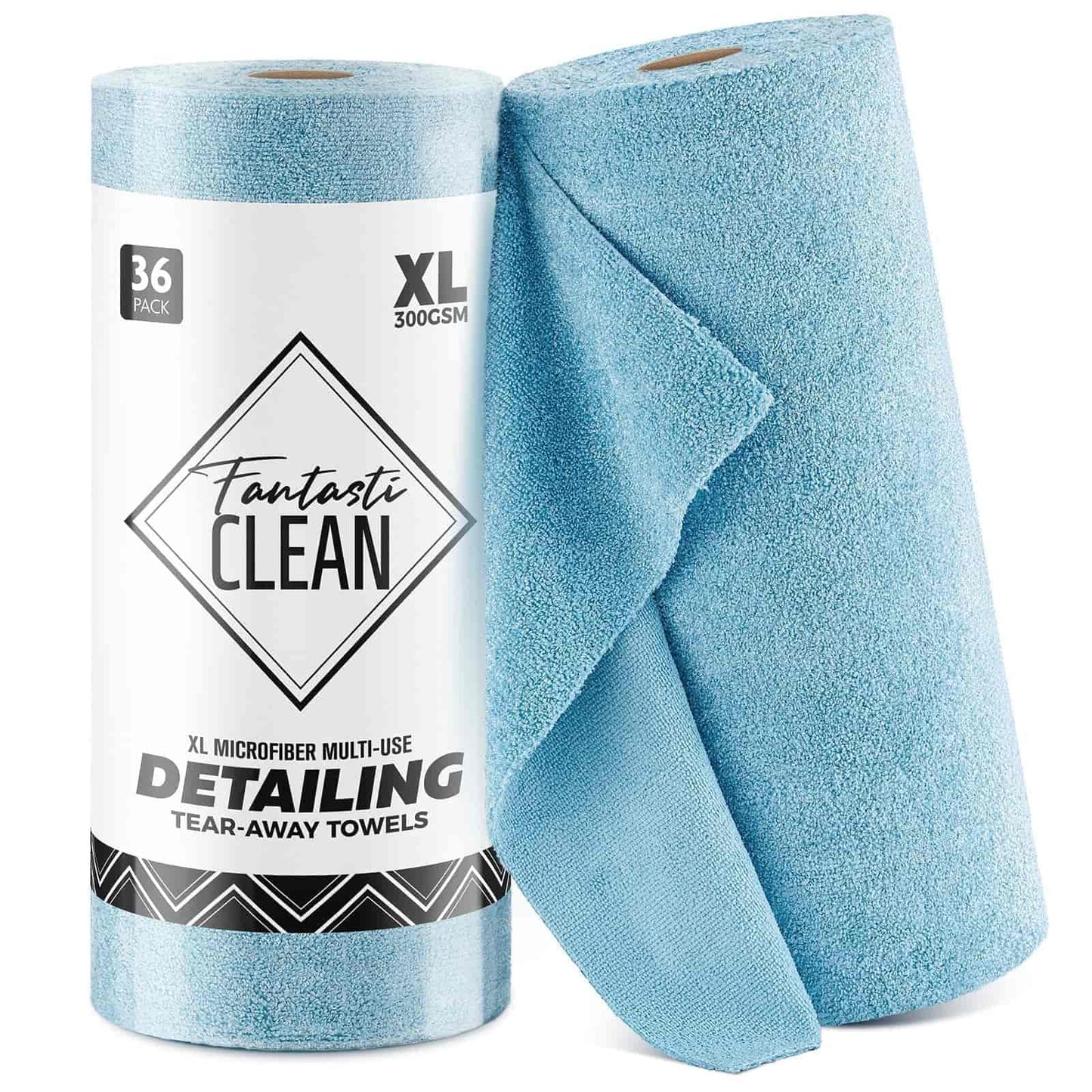 2-in-1 Luxe Microfiber Roll | 36 Pack Tear-Away Dual-Sided Towels 16"x16"(Glossy Blue)