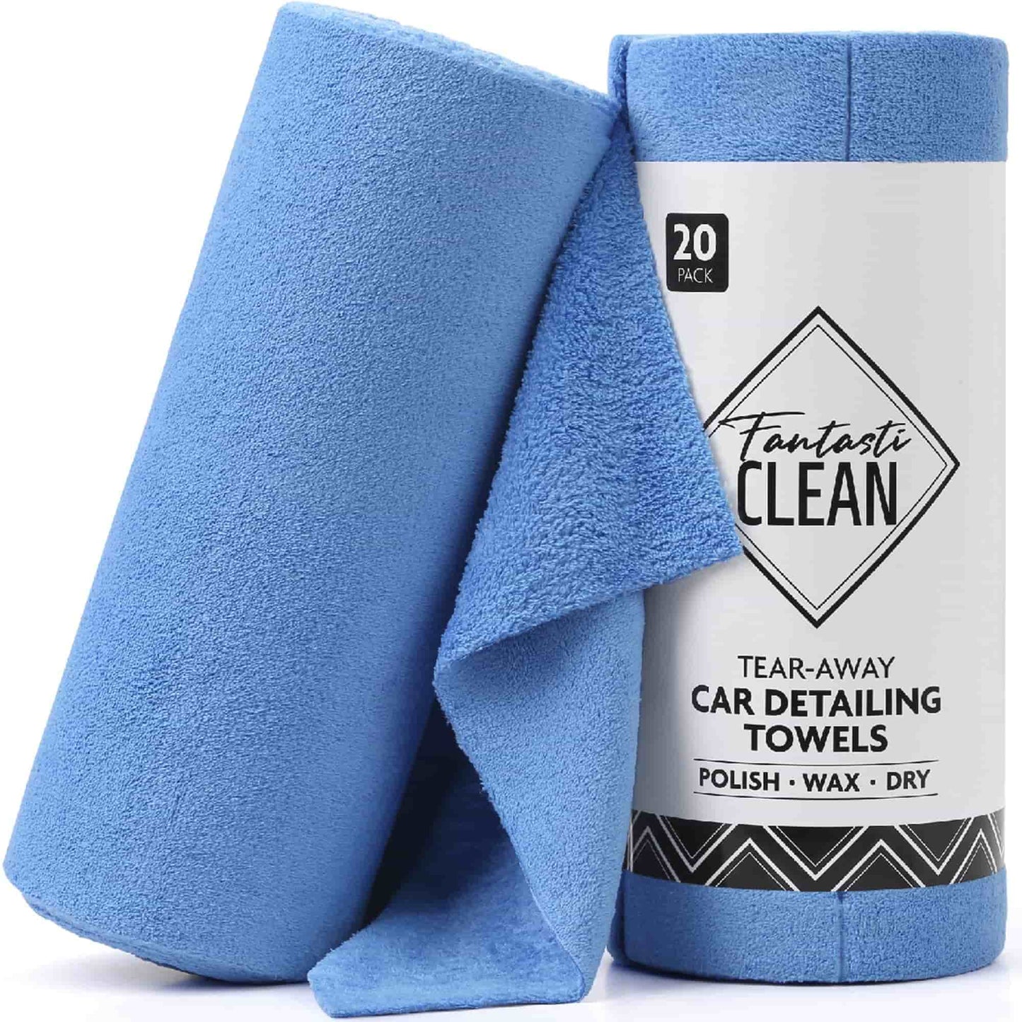 Eco-Smart Car Detailing Roll - 20 Reusable & Tear-Away Microfiber Cloths(Blue)