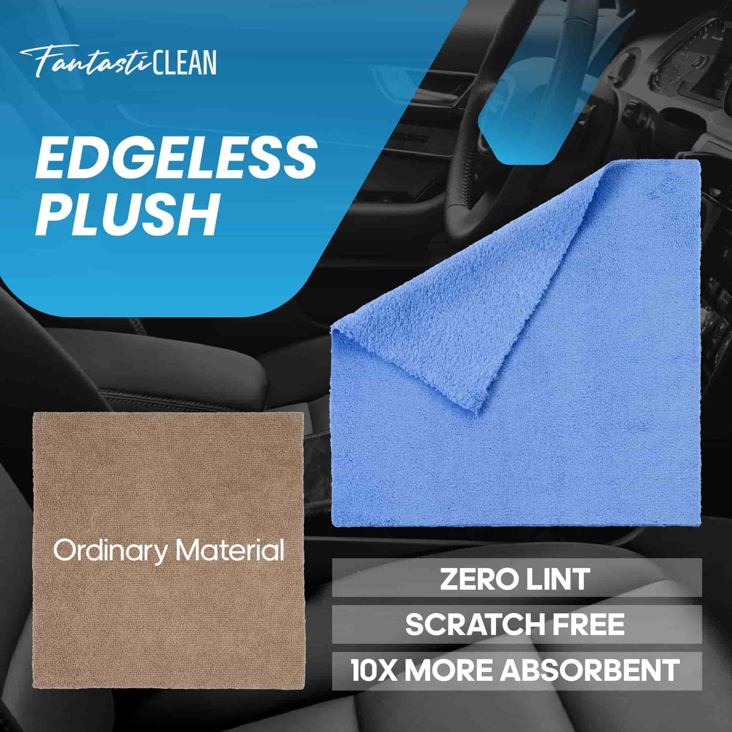 Eco-Smart Car Detailing Roll - 20 Reusable & Tear-Away Microfiber Cloths(Blue)