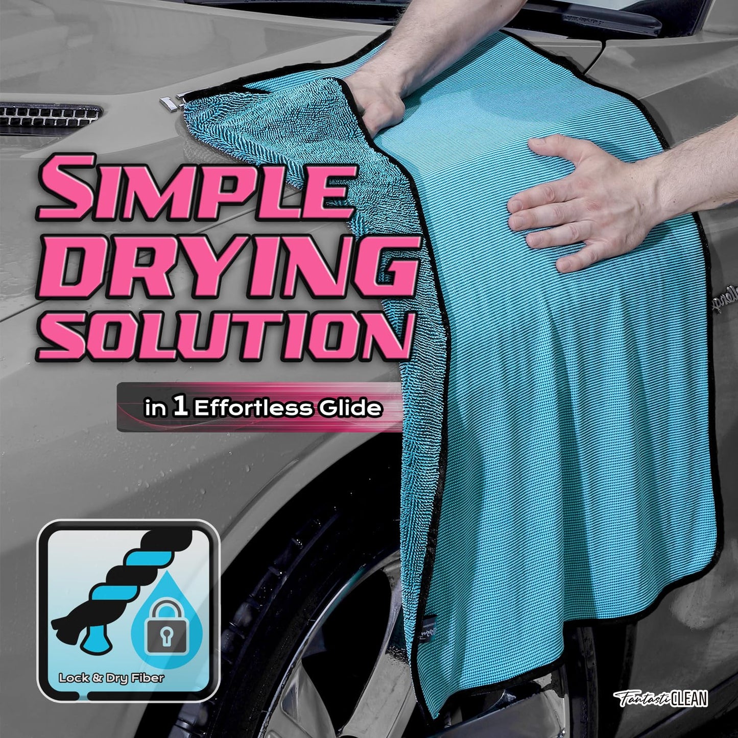 Fantasticlean Large Car Drying Towels- 2 Pack, 32‘’ by 24'' (Blue)