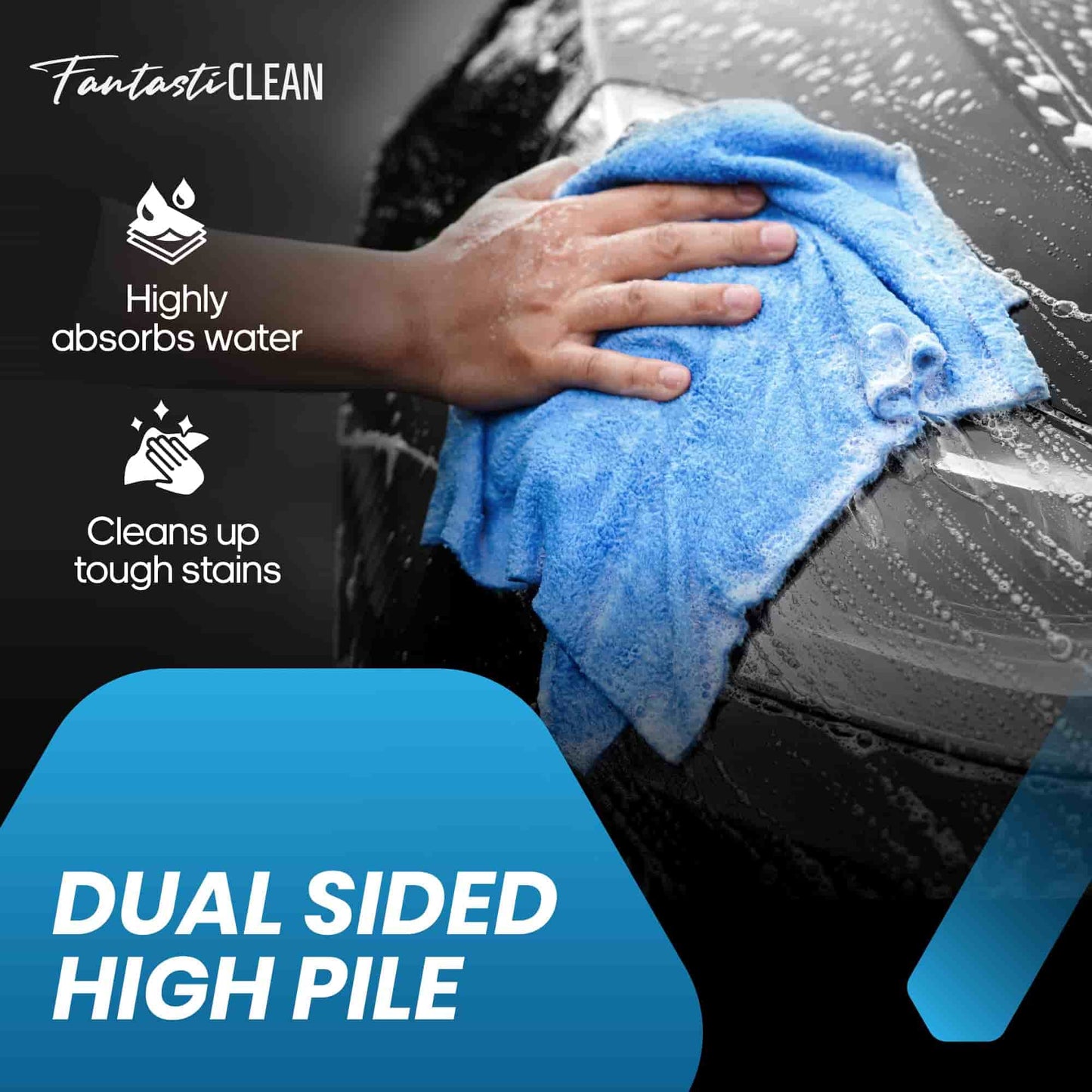 Eco-Smart Car Detailing Roll - 20 Reusable & Tear-Away Microfiber Cloths(Blue)