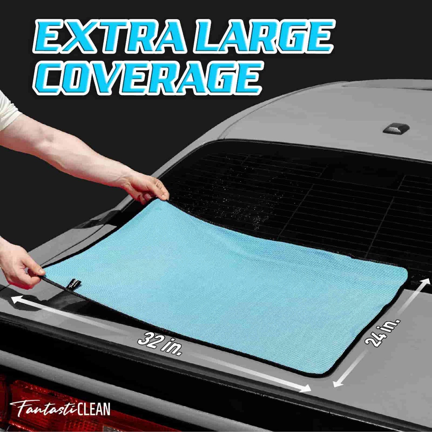 FantastiCLEAN Premium Car Drying Towels 2-Pack - 32"x24" Dual-Color Blue