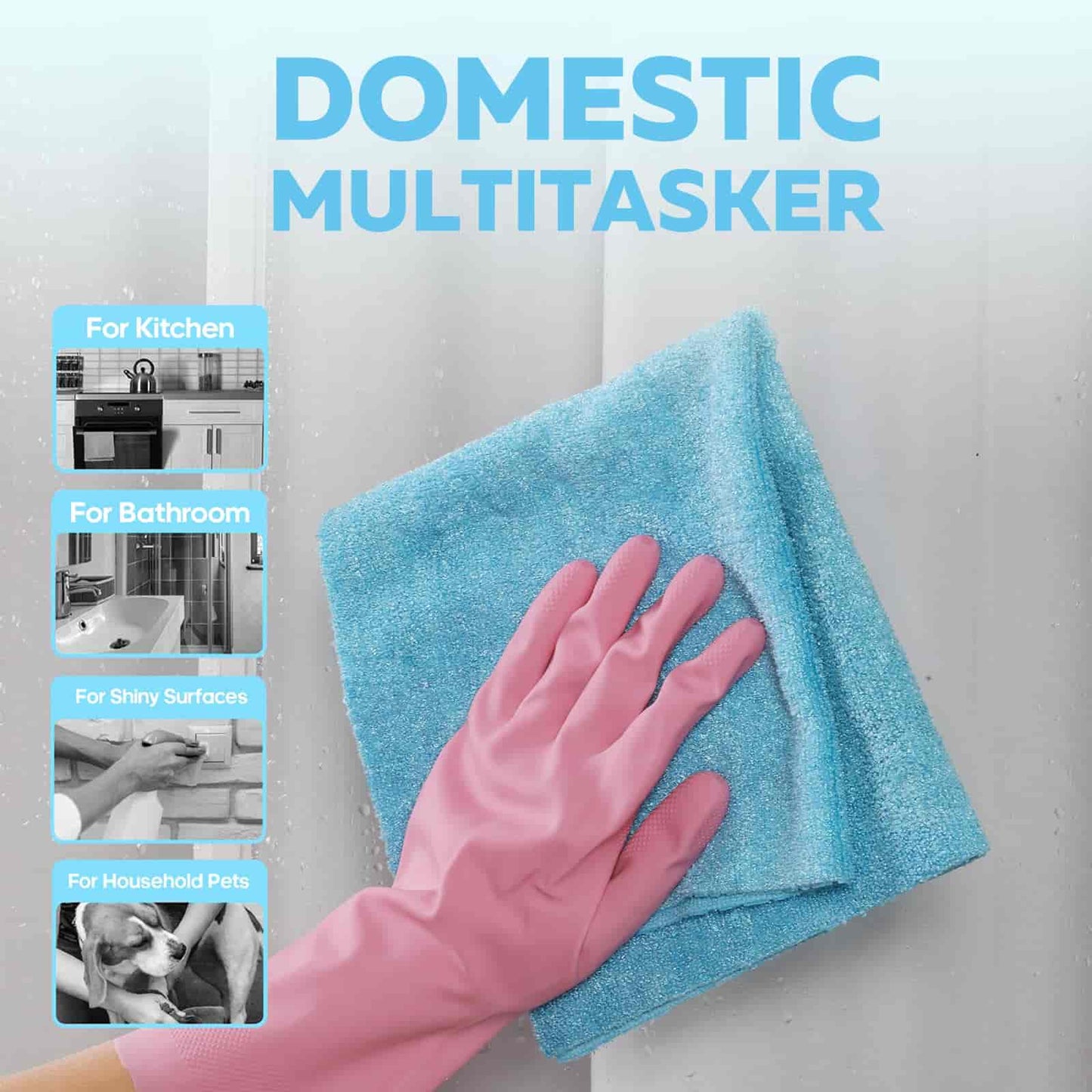 2-in-1 Luxe Microfiber Roll | 36 Pack Tear-Away Dual-Sided Towels 16"x16"(Glossy Blue)