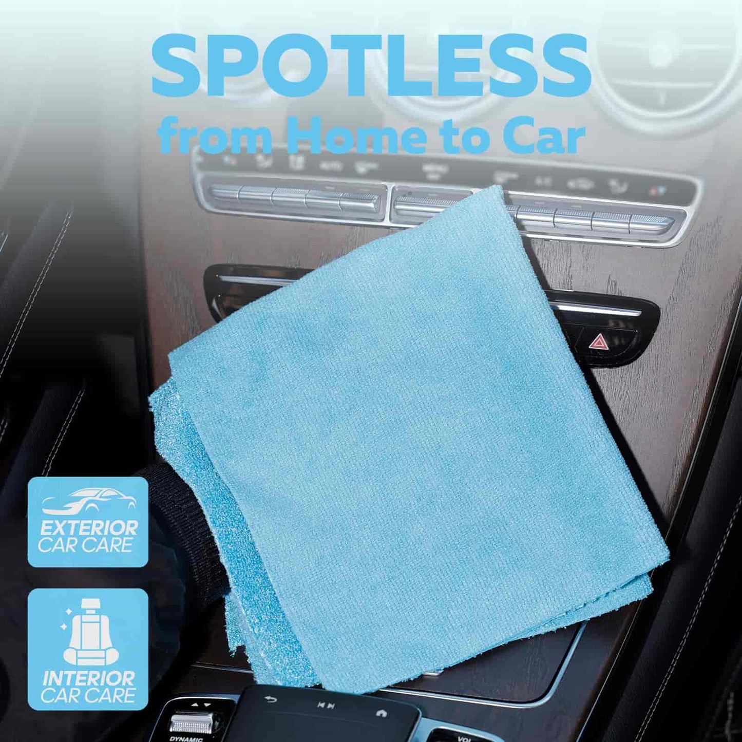 2-in-1 Luxe Microfiber Roll | 36 Pack Tear-Away Dual-Sided Towels 16"x16"(Glossy Blue)