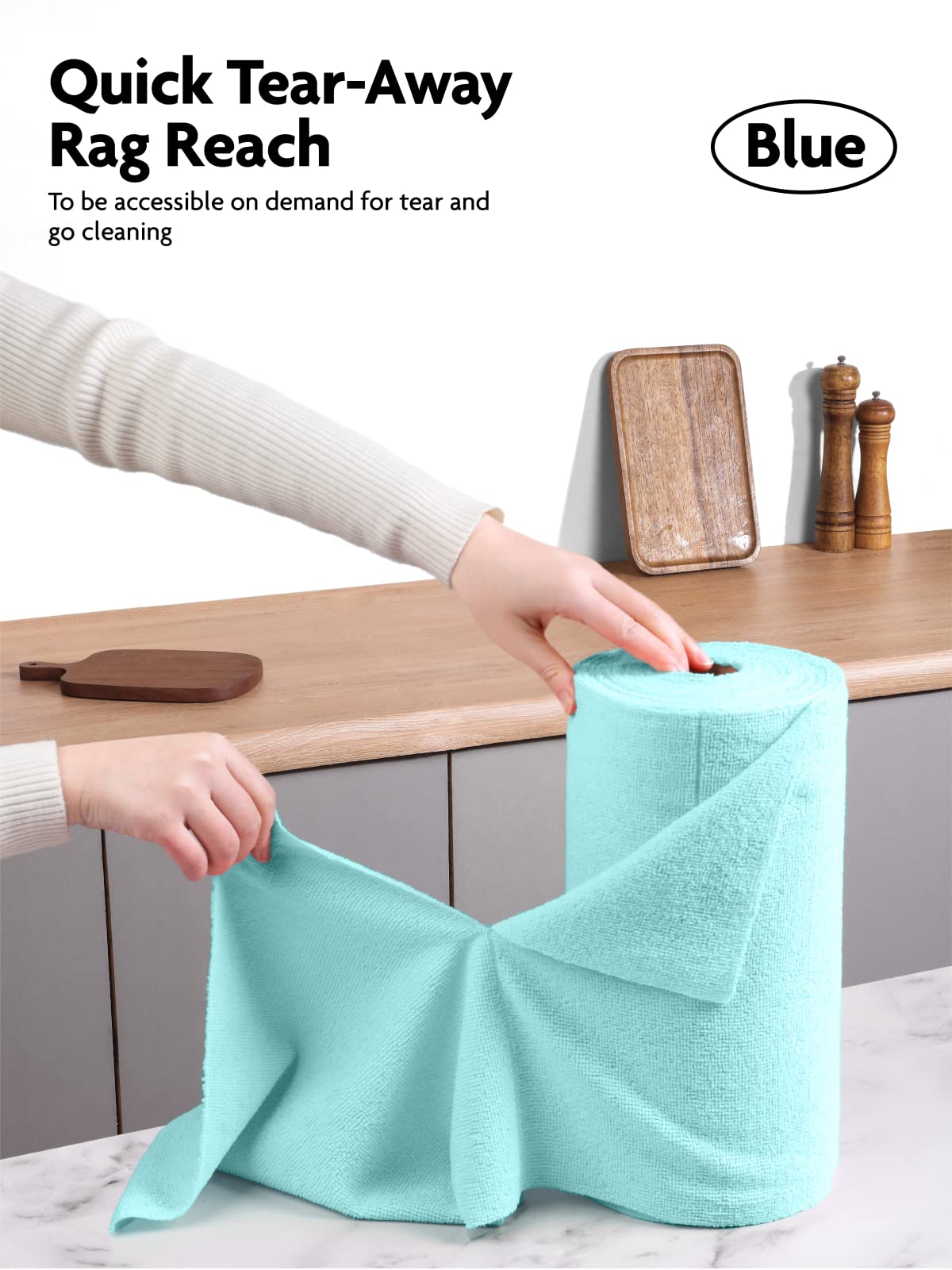 40 Pack Microfiber on a Roll Tear-Away Cleaning Towels, Reusable and Washable Cloths for House