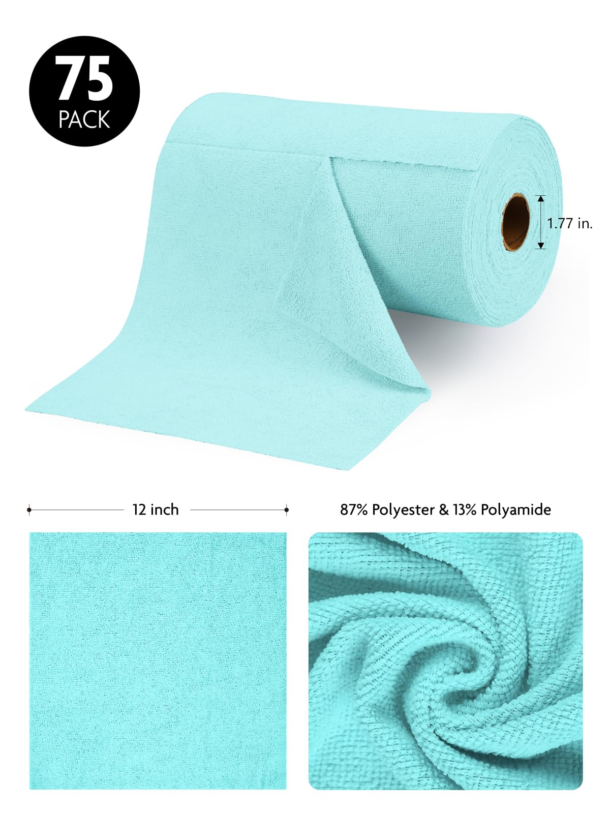 Microfiber on a Roll Tear-Away Cleaning Towels, Reusable and Washable Cloths, for Car, House