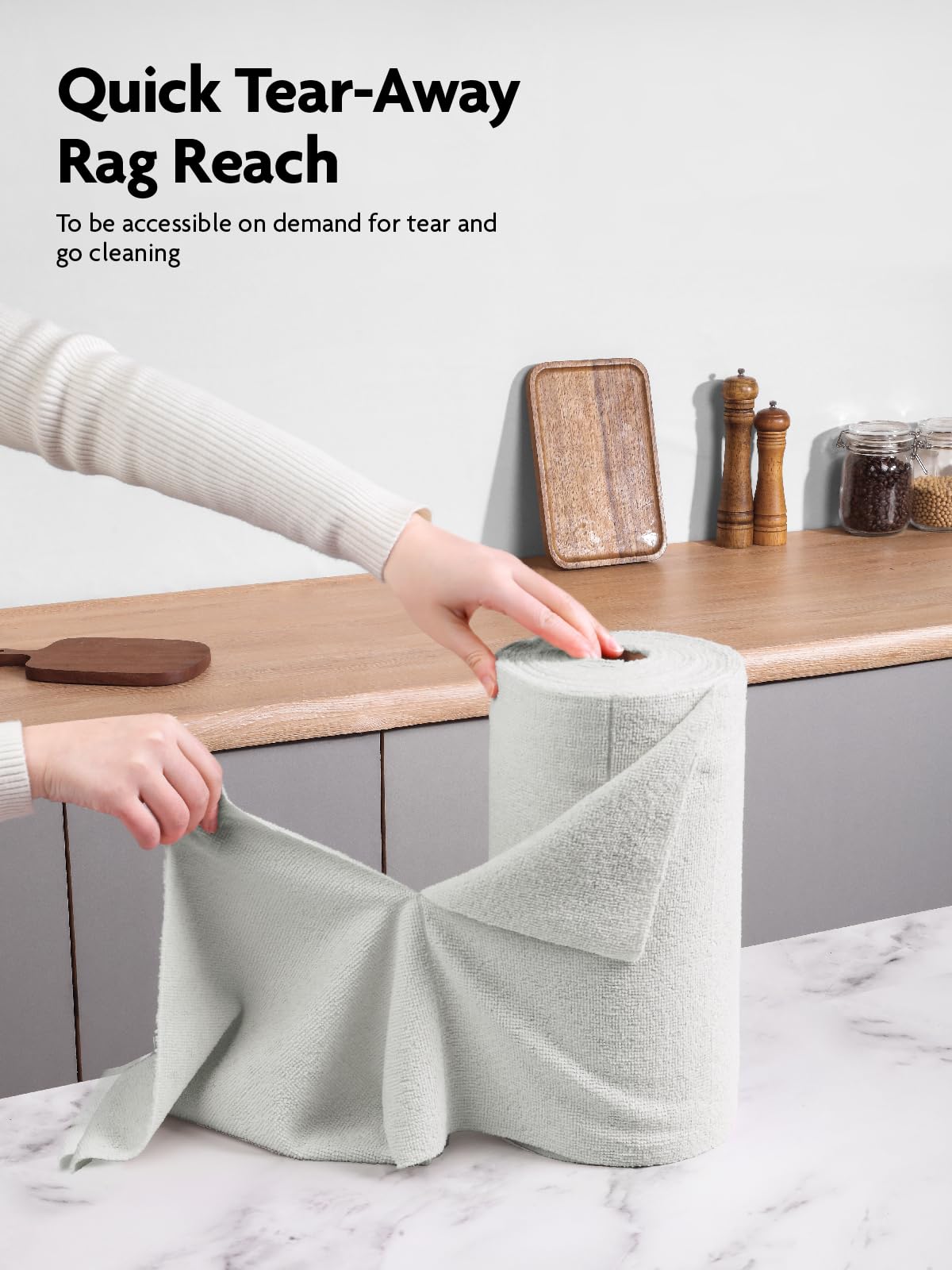 75 Pack Microfiber Cleaning Cloth Roll Tear Away Microfiber Towels 12" x 12"(Grey)