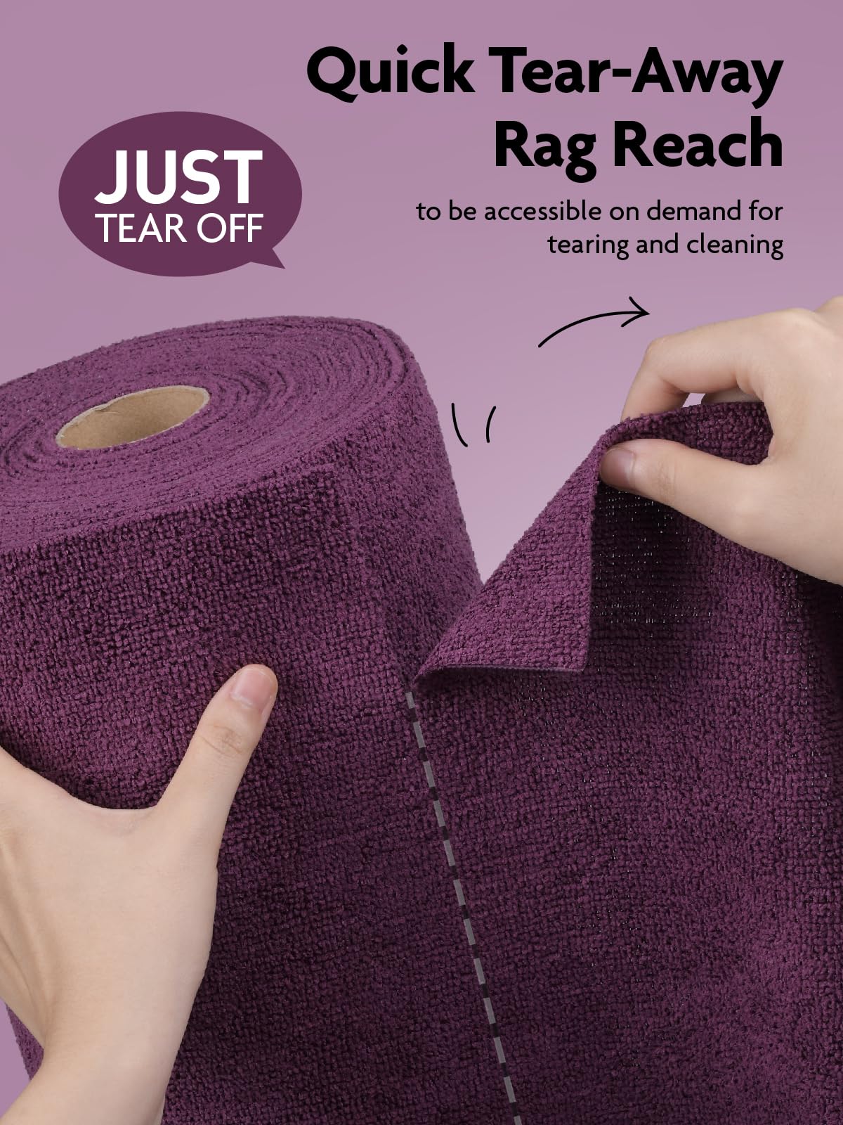 75 Pack Microfiber Cleaning Cloth Roll Tear Away Microfiber Towels 12" x 12"(Deep Purple)
