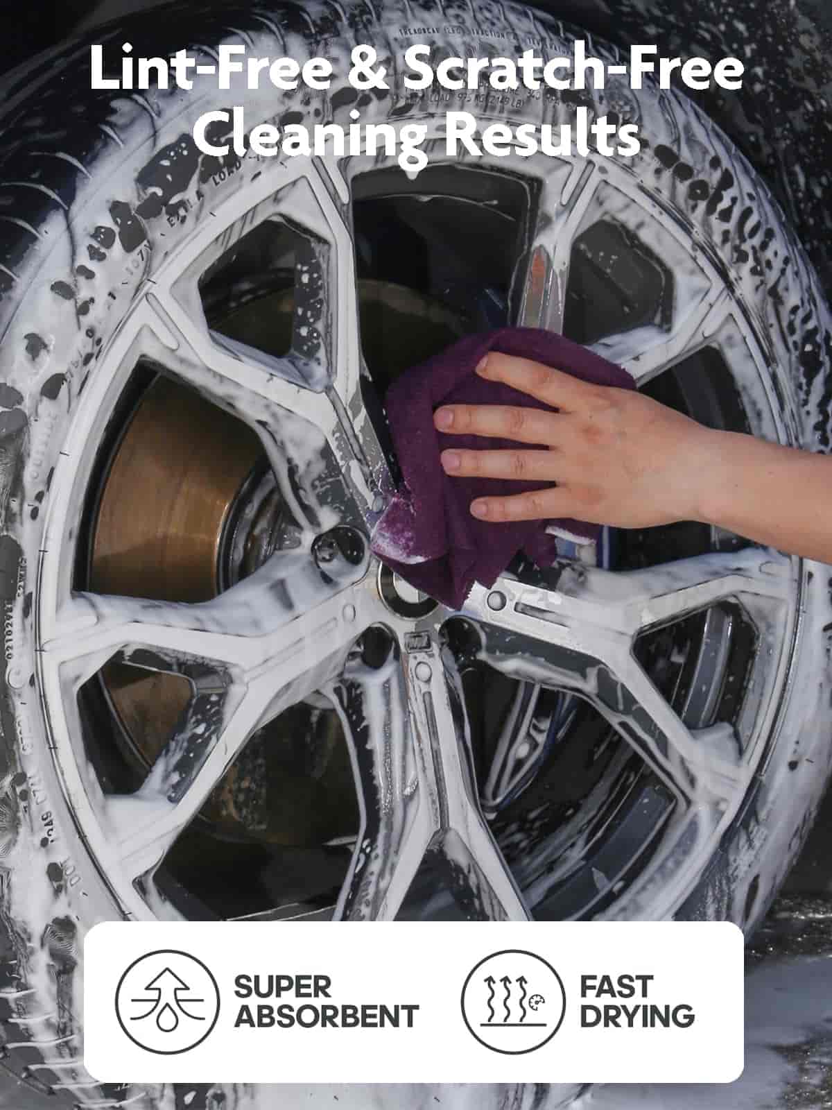 Easy Tear-Away Microfiber Cleaning Roll (75-Pack) - Satisfying, Washable & Reusable - 12"x12"(Deep Purple)