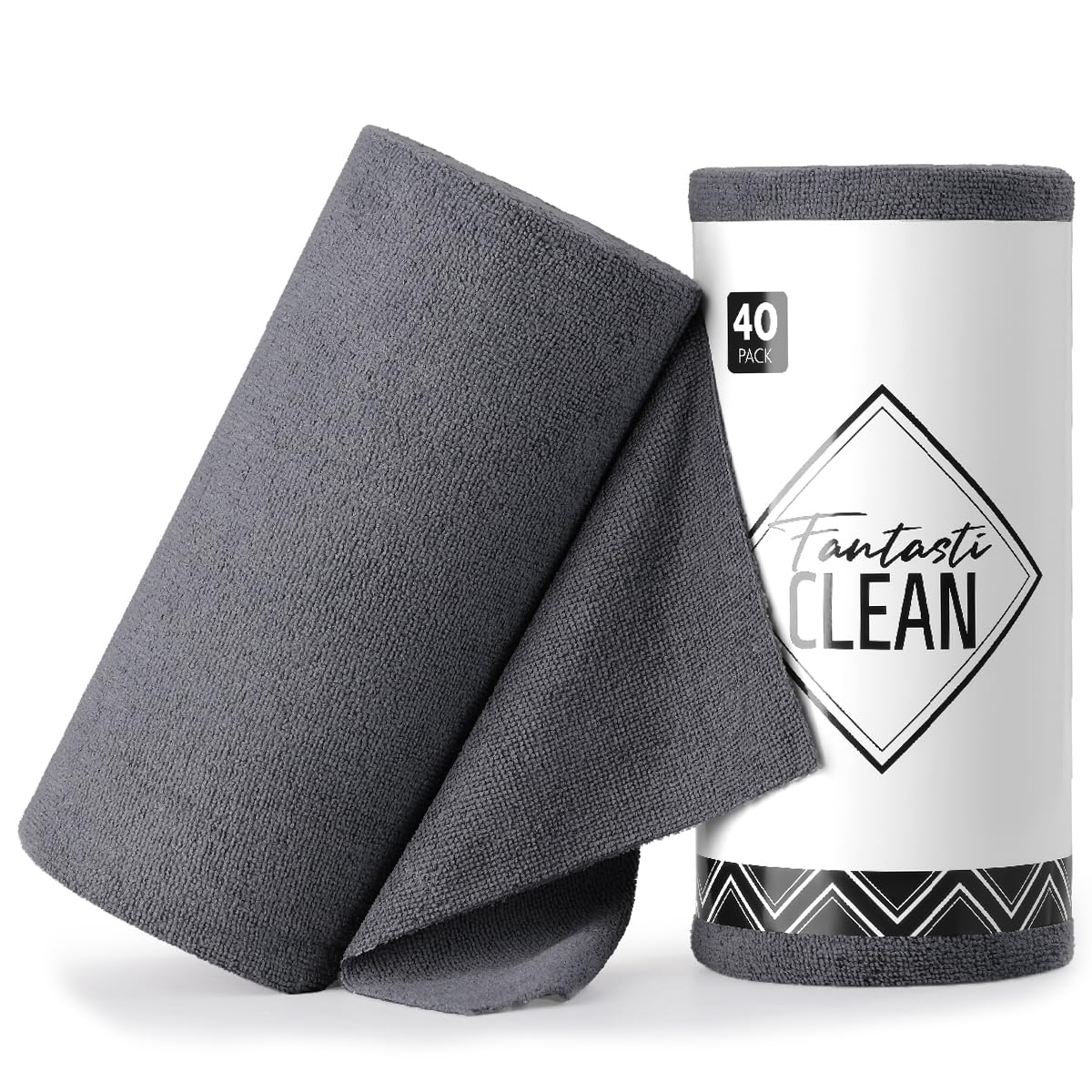 40 Pack Microfiber Cleaning Cloth Roll Tear Away Microfiber Towels 12" x 12" (Deep Grey)
