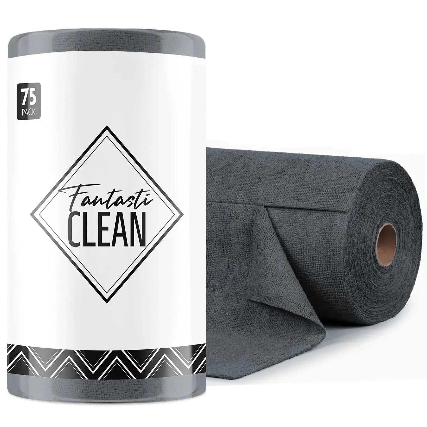 FantastiCLEAN 75-Pack Dimgray Microfiber Cleaning Cloth Roll Heavy-Duty Towels