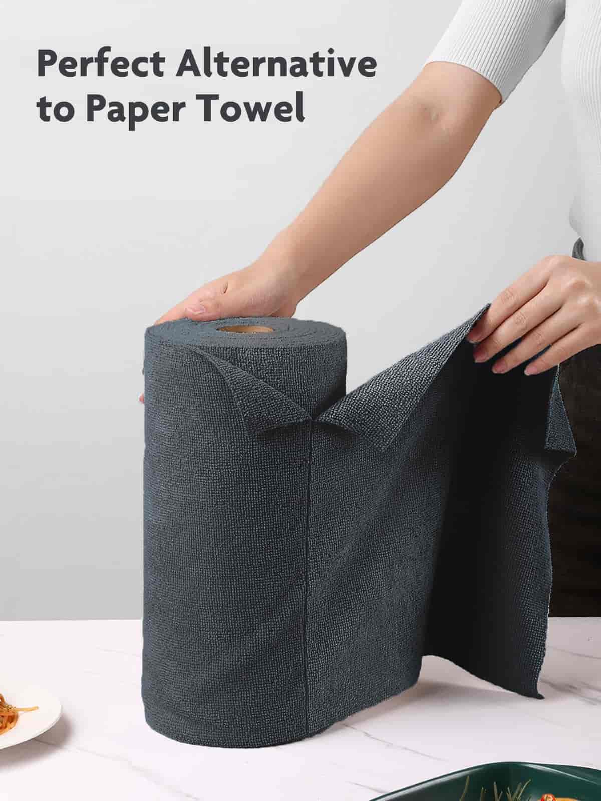 Easy Tear-Away Microfiber Cleaning Roll (75-Pack) - Satisfying, Washable & Reusable - 12"x12"(Dimgray)