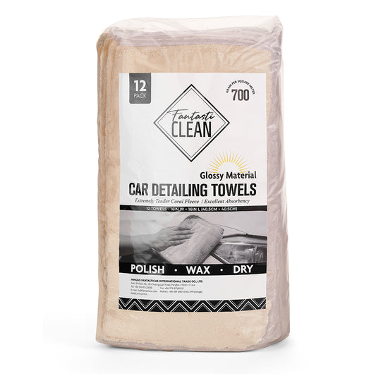 Coral Fleece 700GSM 12pcs Microfiber Cleaning Towels（Grey+Yellow）