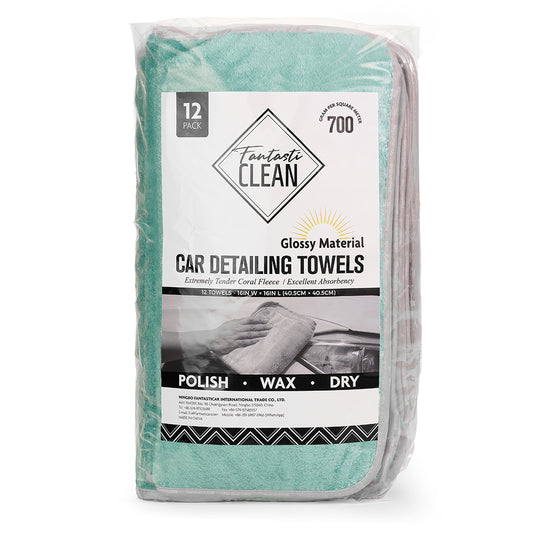 Coral Fleece 700GSM 12pcs Microfiber Cleaning Towels（Grey+Green）