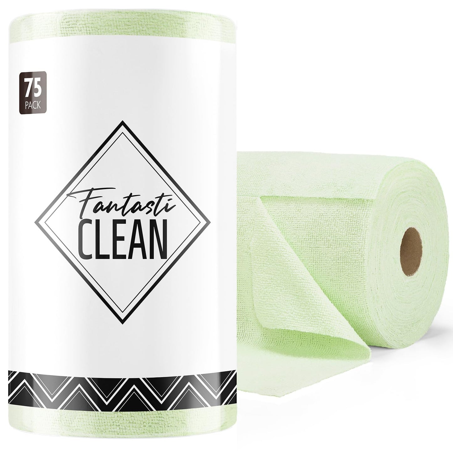 75 Pack Microfiber Cleaning Cloth Roll Tear Away Microfiber Towels 12" x 12"(Green)