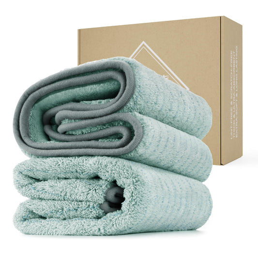 FantastiCLEAN 2 Pack Reusable and Washable Cloths Microfiber Cleaning Cloth- Car Drying Towels（Green）