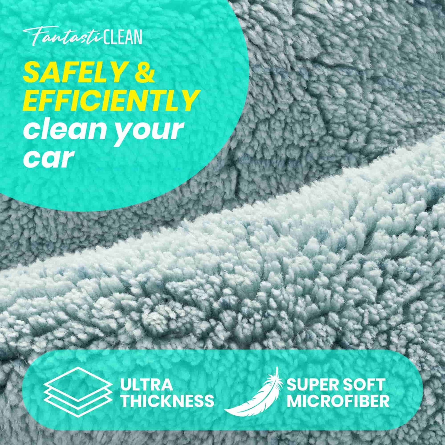 FantastiCLEAN 2-Pack Reusable Microfiber Car Drying Towels - 16"x24" Green