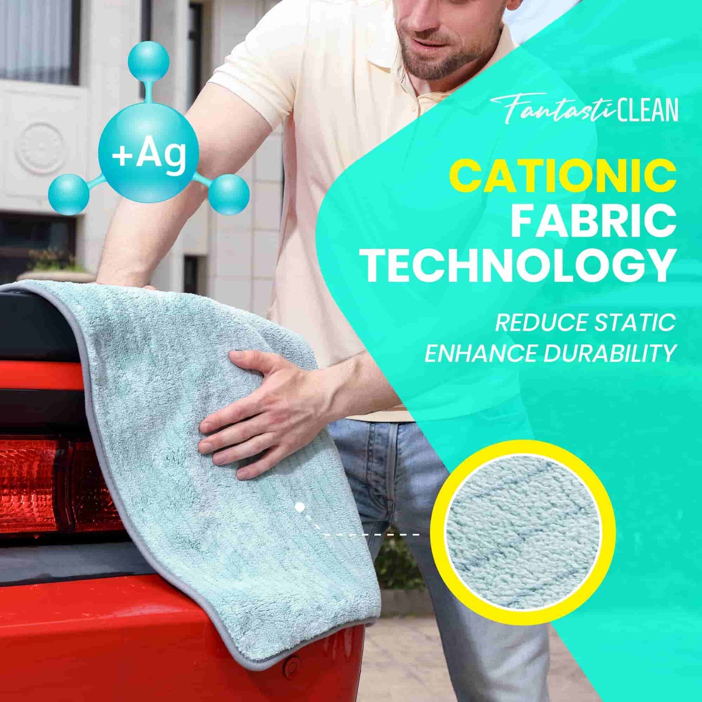 FantastiCLEAN 2-Pack Reusable Microfiber Car Drying Towels - 16"x24" Green