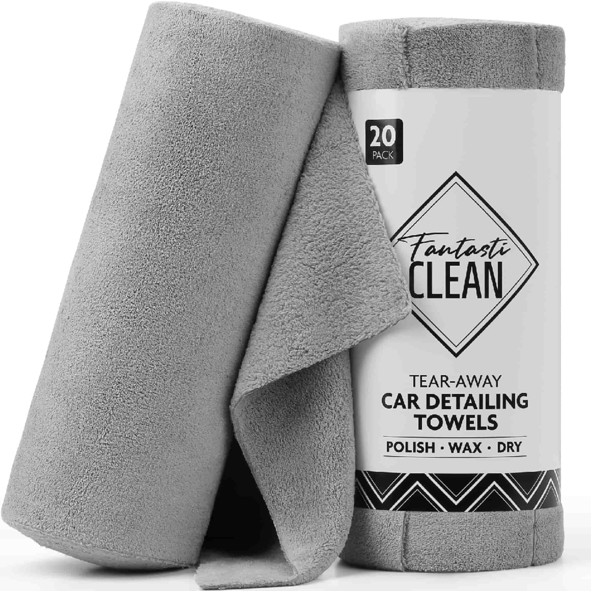 Eco-Smart Car Detailing Roll - 20 Reusable & Tear-Away Microfiber Cloths(Grey)
