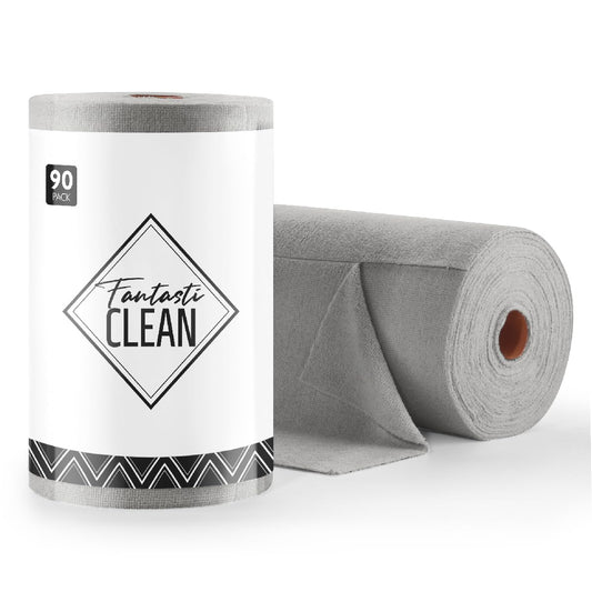The Bulk Clean Roll | 90-Pack Reusable Easy Tear-Away Microfiber Towels(Grey)