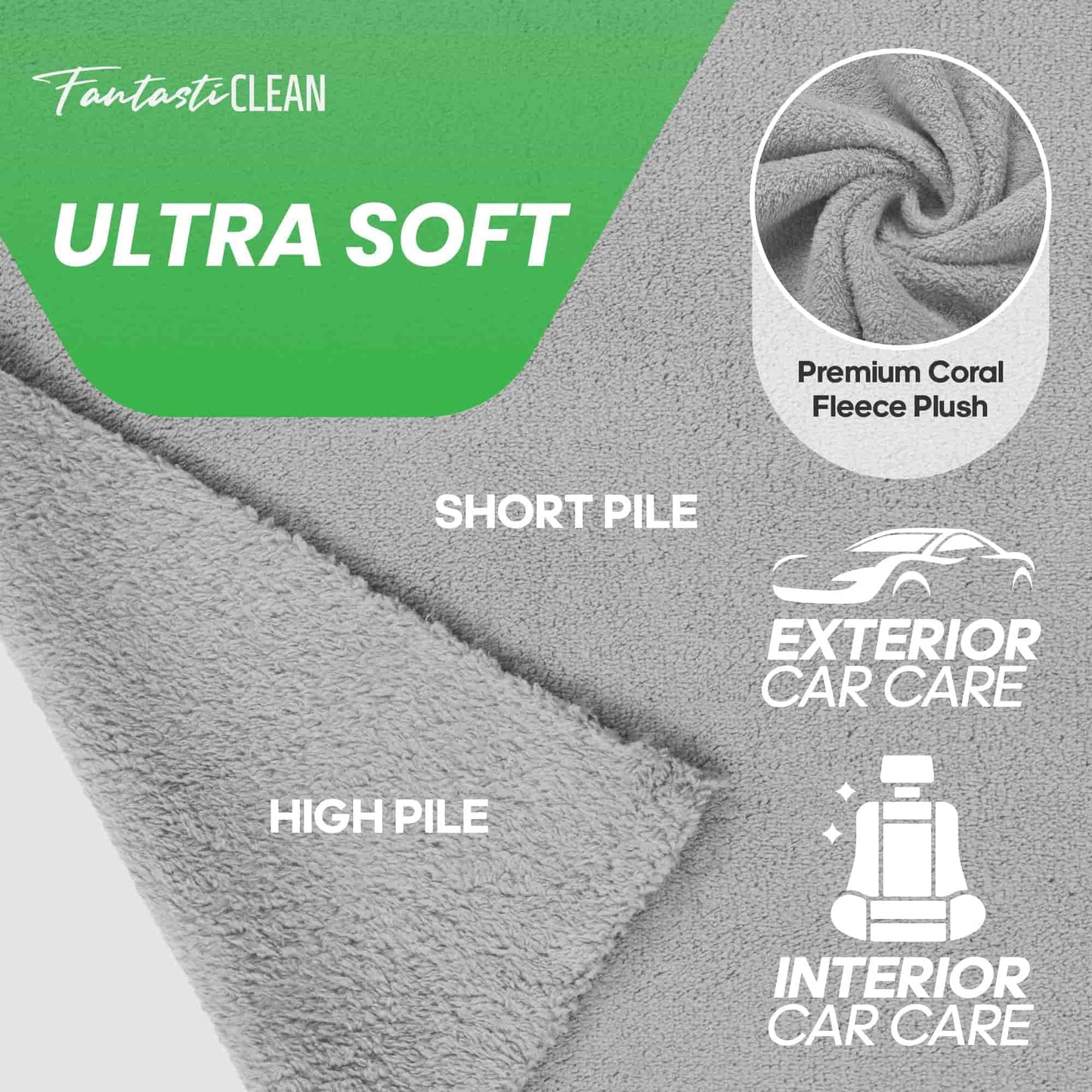 Eco-Smart Car Detailing Roll - 20 Reusable & Tear-Away Microfiber Cloths(Grey)