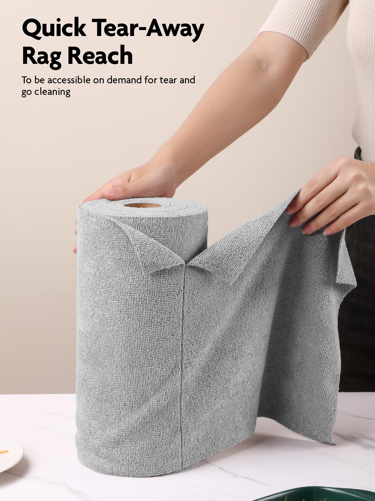 The Bulk Clean Roll | 90-Pack Reusable Easy Tear-Away Microfiber Towels(Grey)