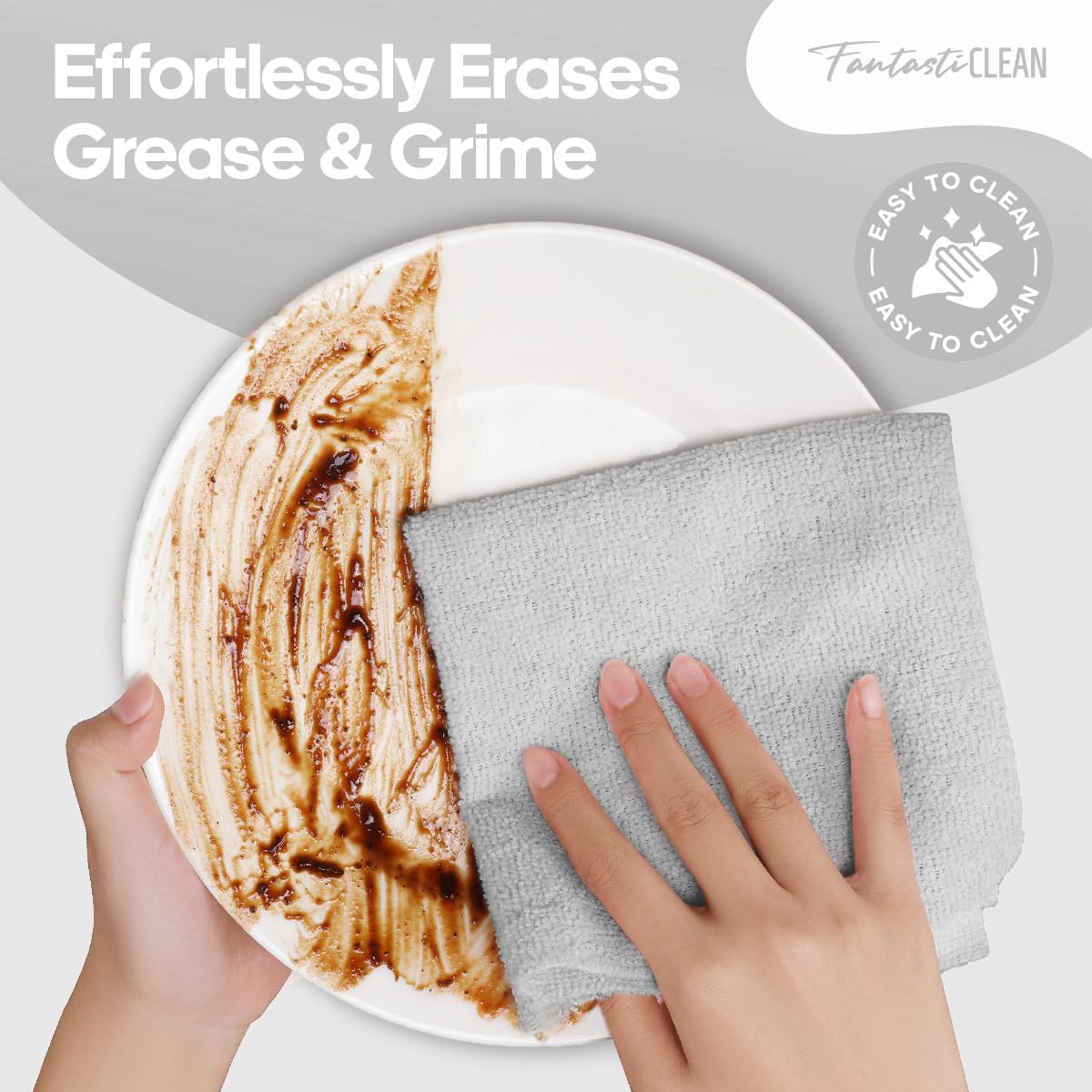 Reusable Washable 50 Pack Microfiber Rag Cleaning Cloth Tear Away Microfiber Roll Cleaning Towels for Home, Car (Grey)