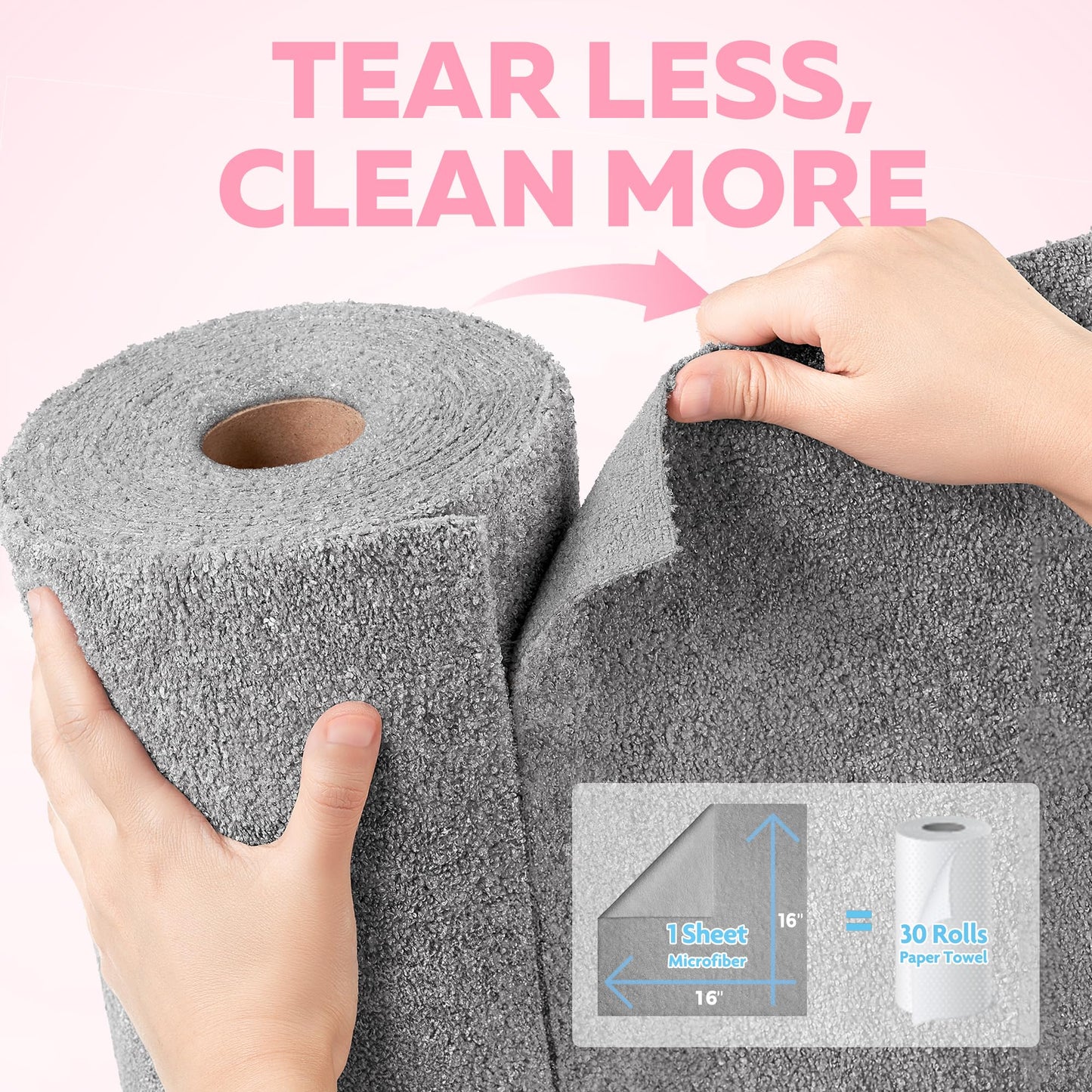 36 Pack Tear-Away Microfiber Roll（Grey）
