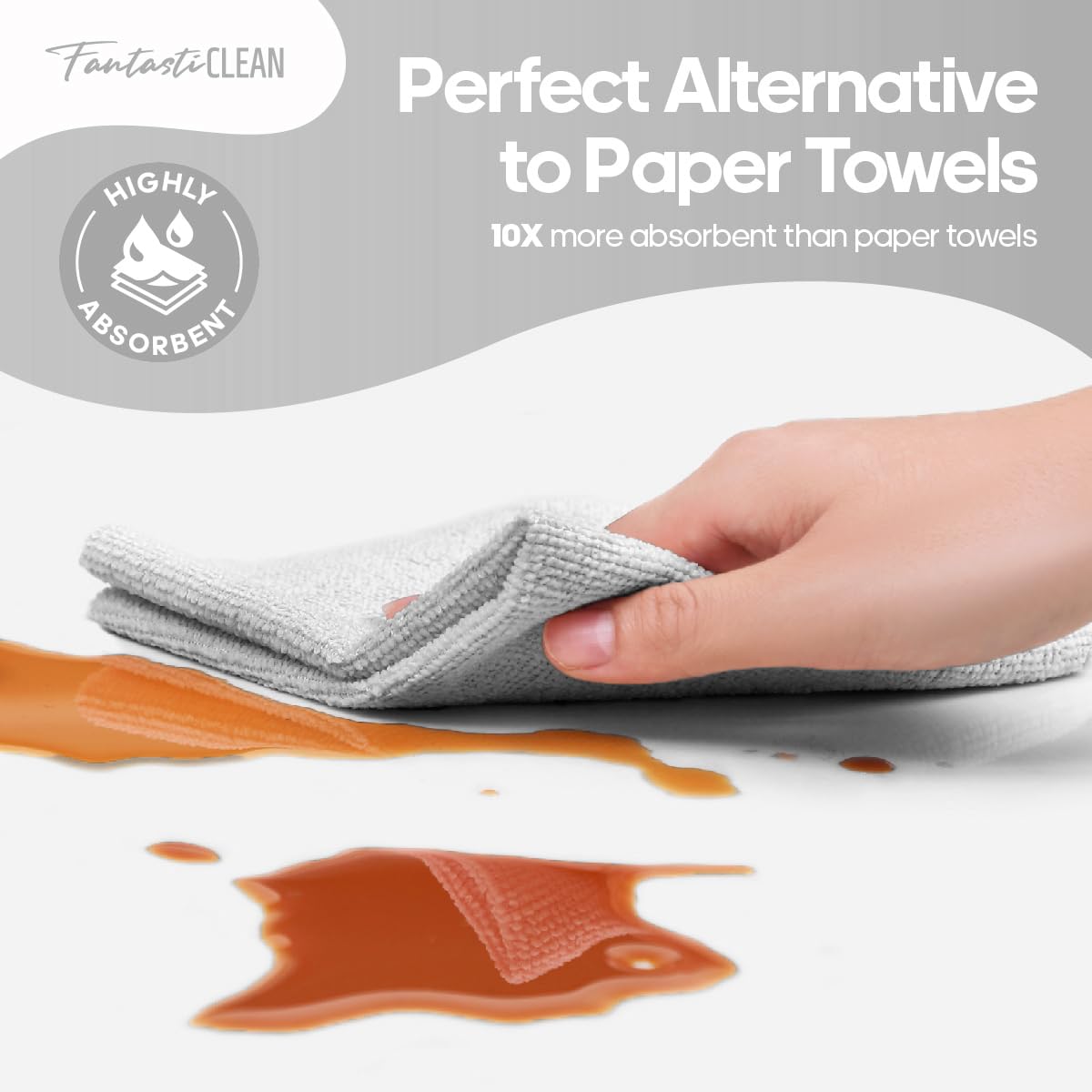 Reusable Washable 50 Pack Microfiber Rag Cleaning Cloth Tear Away Microfiber Roll Cleaning Towels for Home, Car (Grey)