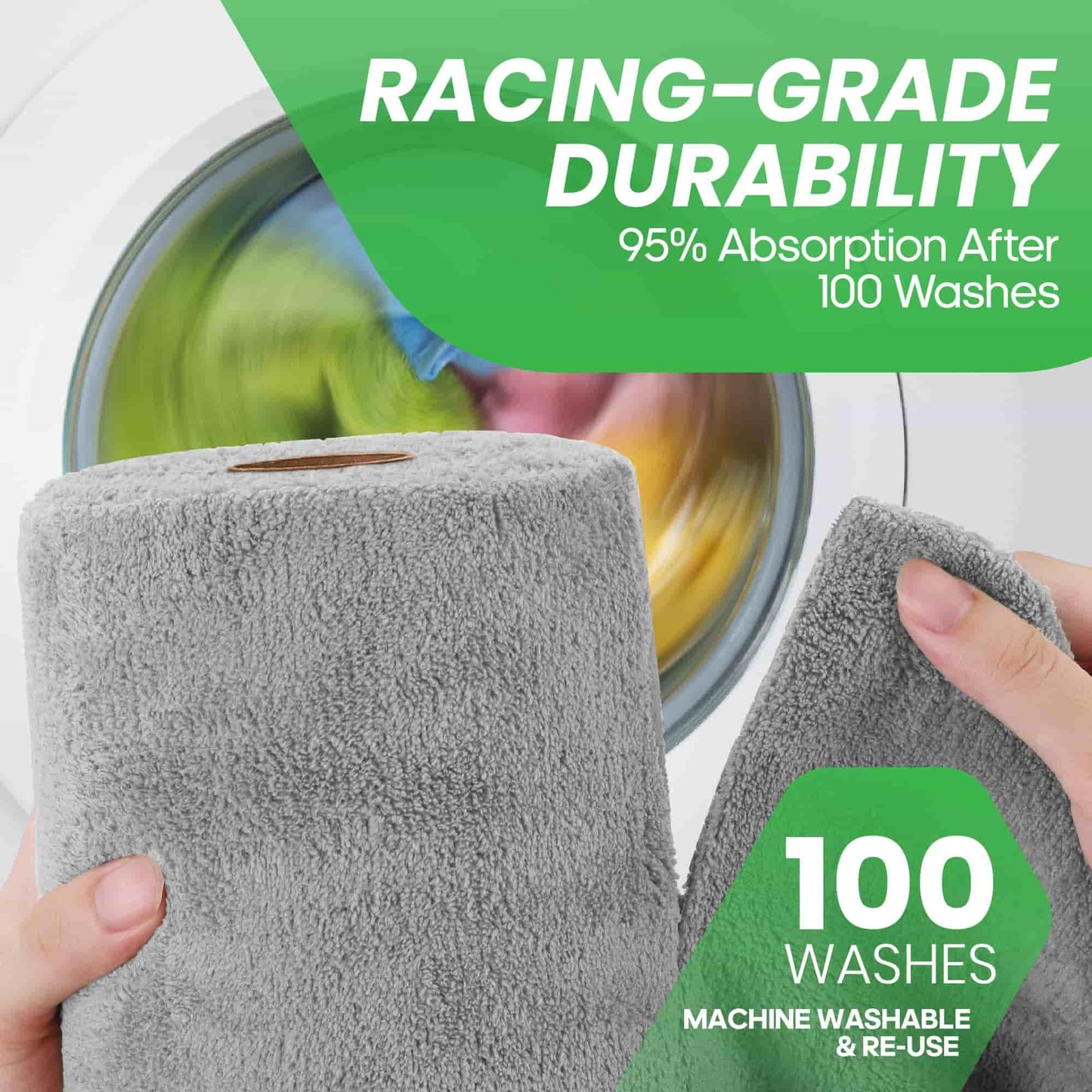 Eco-Smart Car Detailing Roll - 20 Reusable & Tear-Away Microfiber Cloths(Grey)