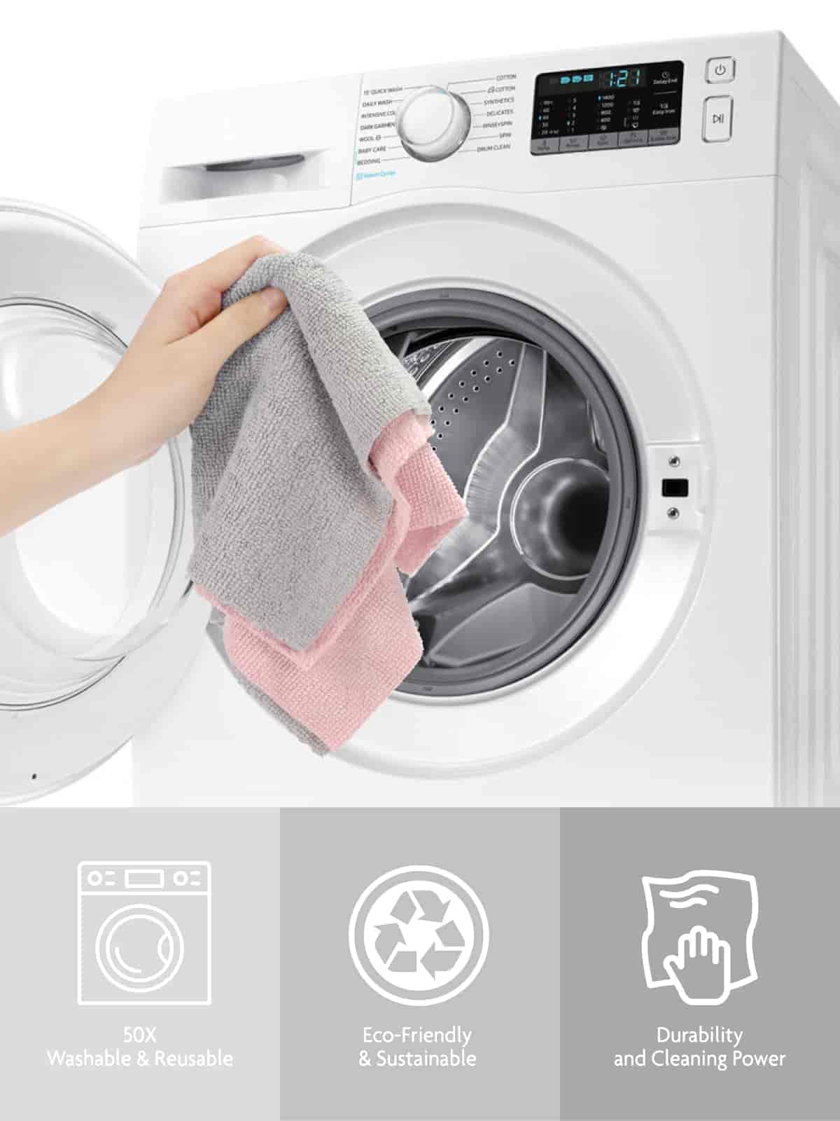 Easy Tear-Away Microfiber Cleaning Roll (150-Pack) - Satisfying, Washable & Reusable - 12"x12"(2 Rolls of Grey)