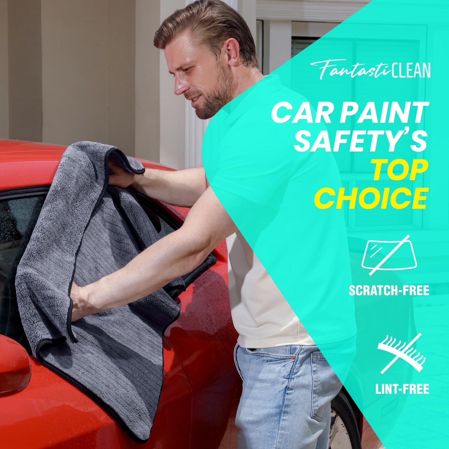 FantastiCLEAN Reusable and Washable Cloths Microfiber Cleaning Cloth- Car Drying Towels