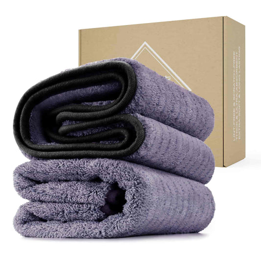 FantastiCLEAN 2-Pack Microfiber Car Drying Towels - 16"x24" Ultra Absorbent Grey