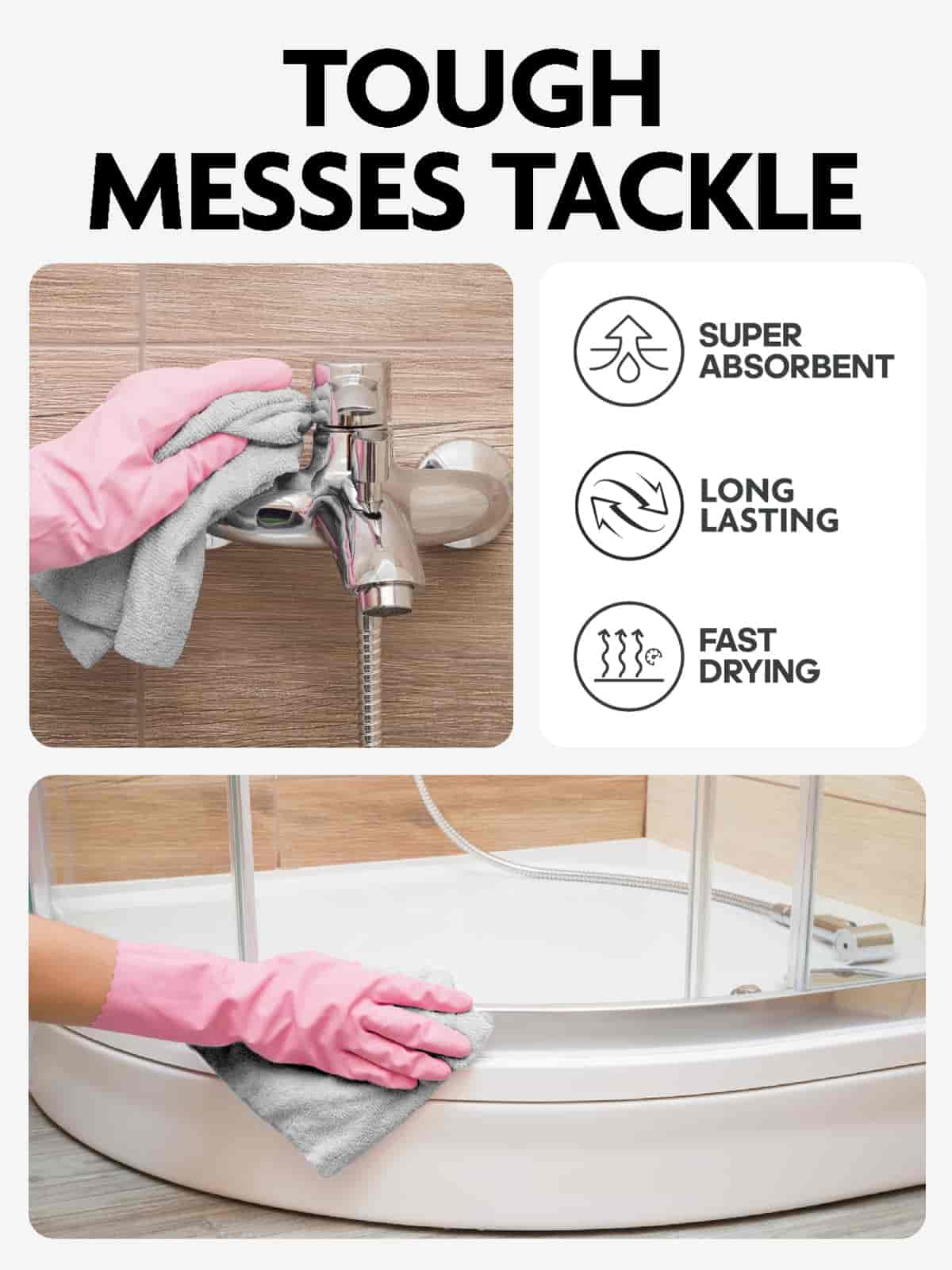 Easy Tear-Away Microfiber Cleaning Roll (675-Pack) - Satisfying, Washable & Reusable - 12"x12"(Grey)