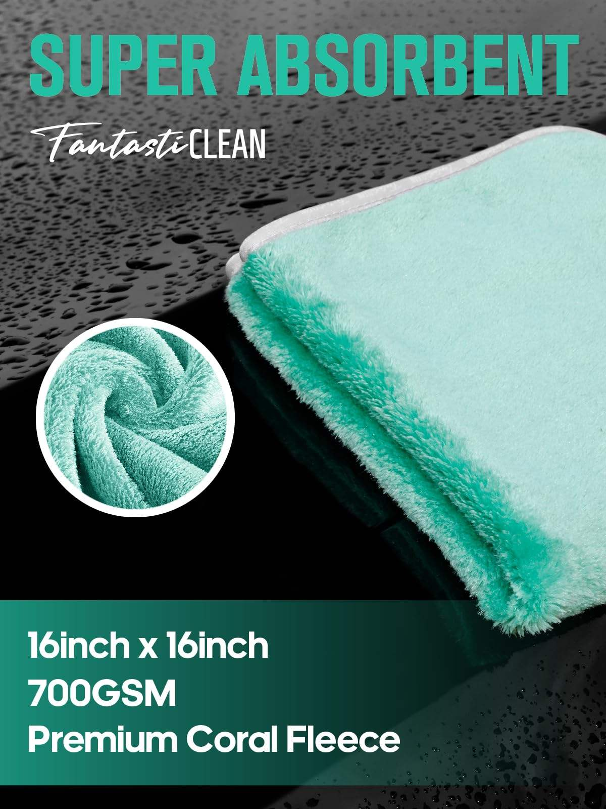 FantastiCLEAN 900GSM Reusable and Washable Cloths Microfiber Cleaning Cloth- Car Drying Towels（GRGY）