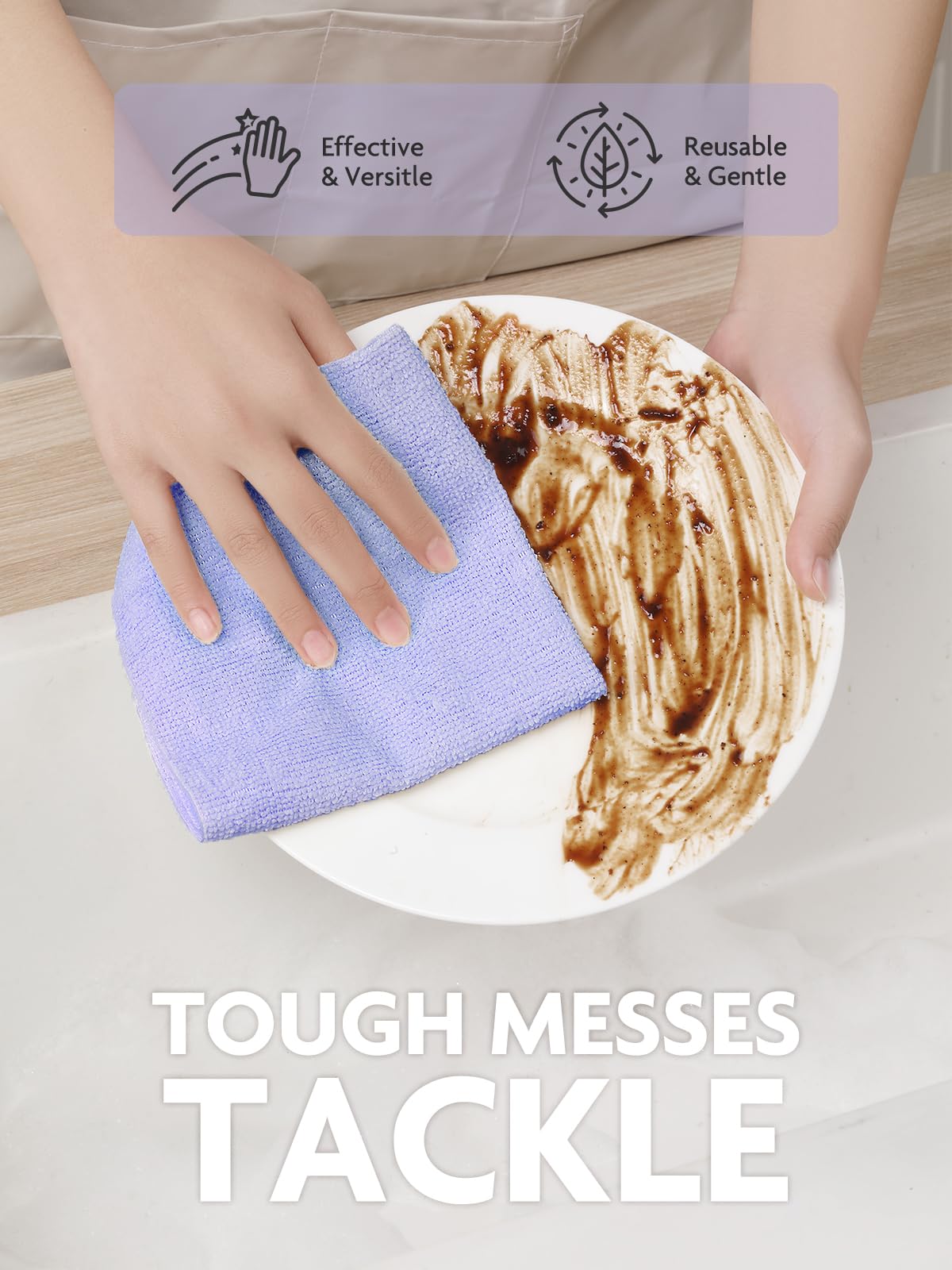 40 Pack Microfiber Cleaning Cloth Roll Tear Away Microfiber Towels 12" x 12"(Lavender)