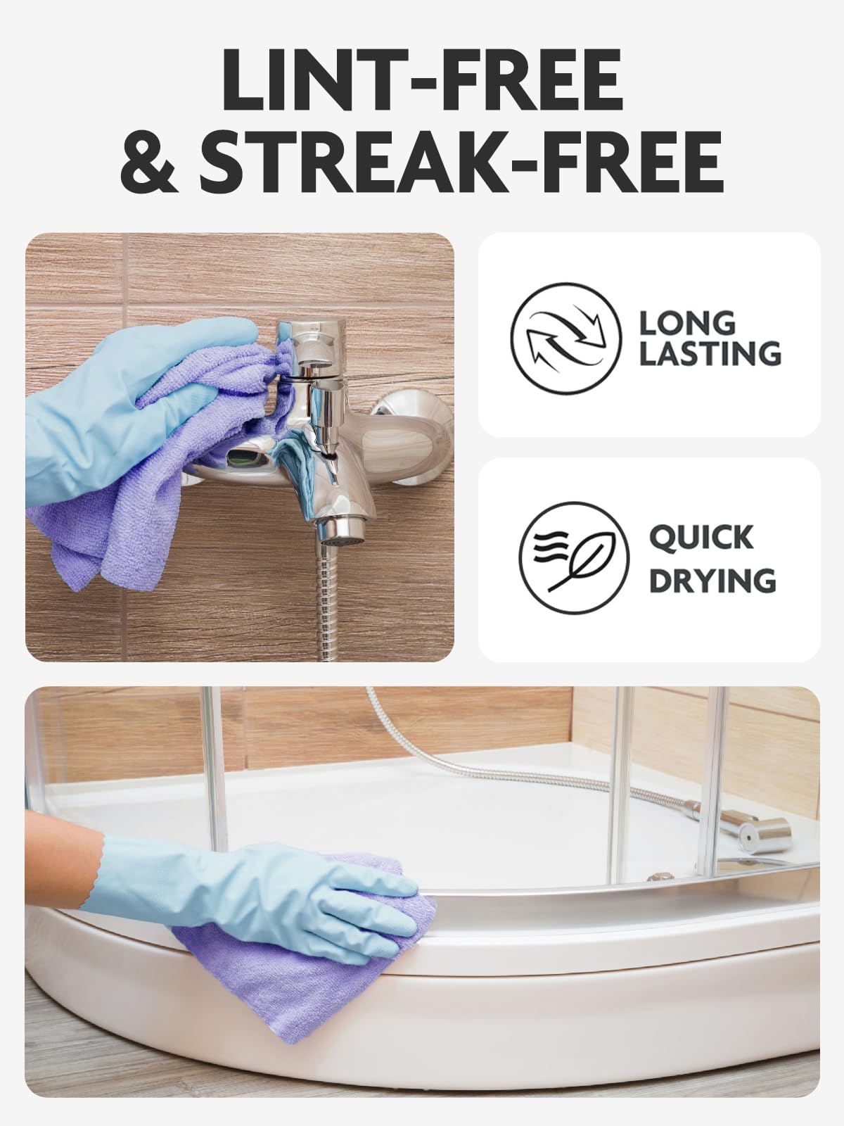 40 Pack Microfiber Cleaning Cloth Roll Tear Away Microfiber Towels 12" x 12"(Lavender)