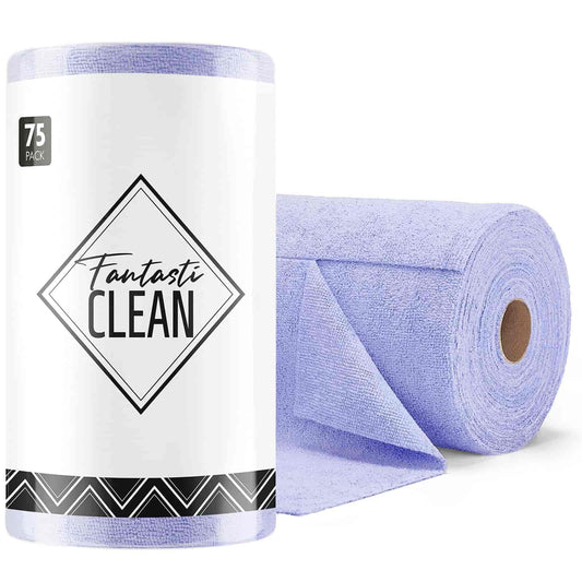 Easy Tear-Away Microfiber Cleaning Roll (75-Pack) - Satisfying, Washable & Reusable - 12"x12"(Lavender)