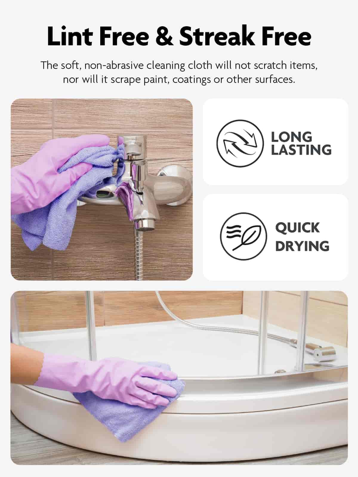 Easy Tear-Away Microfiber Cleaning Roll (75-Pack) - Satisfying, Washable & Reusable - 12"x12"(Lavender)