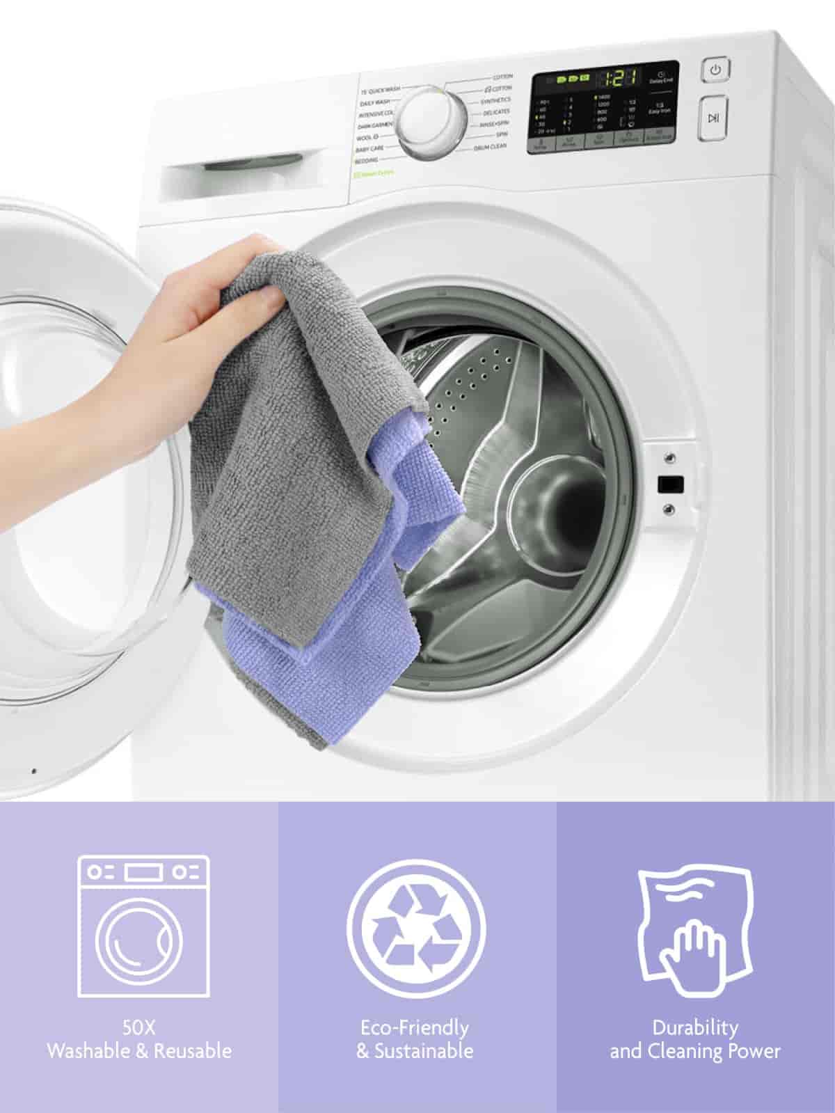 Easy Tear-Away Microfiber Cleaning Roll (75-Pack) - Satisfying, Washable & Reusable - 12"x12"(Lavender)