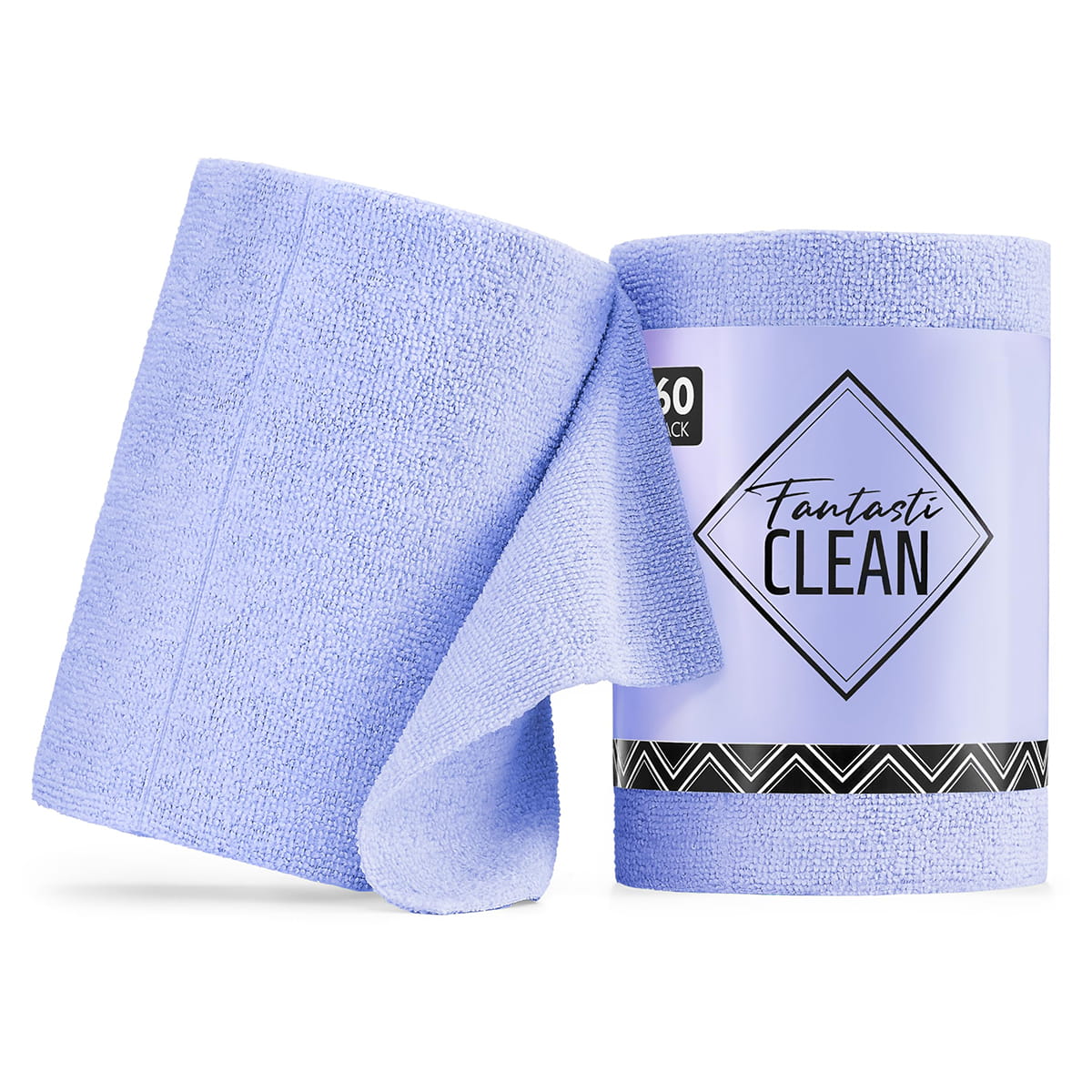 60 Pack Tear-Away Reusable Microfiber Towel Roll - Washable Kitchen Paper Towel Alternative Cleaning Rags (8"x8", Purple)
