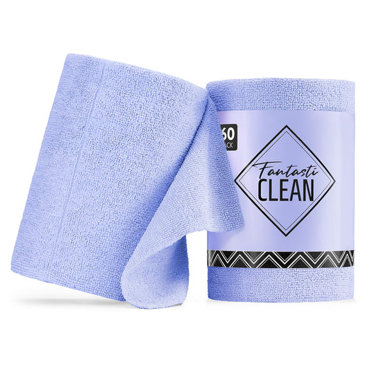 60 Pack Tear-Away Reusable Microfiber Towel Roll - Washable Kitchen Paper Towel Alternative Cleaning Rags (8"x8", Purple)