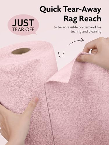 Microfiber Cleaning Cloth Roll -30 Pack Tear Away Microfiber Towels, 12" x 12"(Pink)