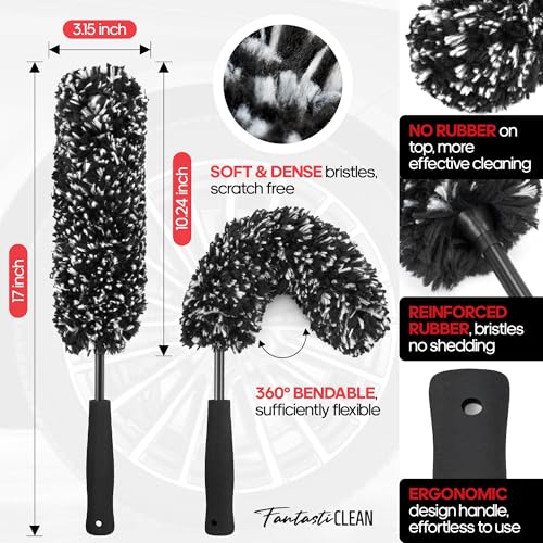 7Pcs Car Wheel Detailing Brush Kit - Soft Bristle Rim Cleaning Set