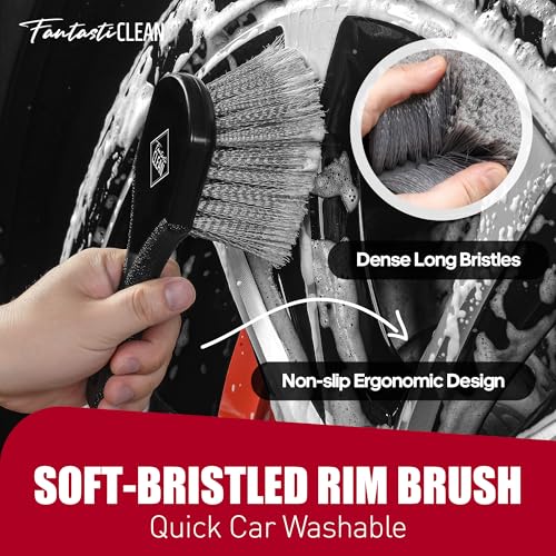 7Pcs Car Wheel Detailing Brush Kit - Soft Bristle Rim Cleaning Set